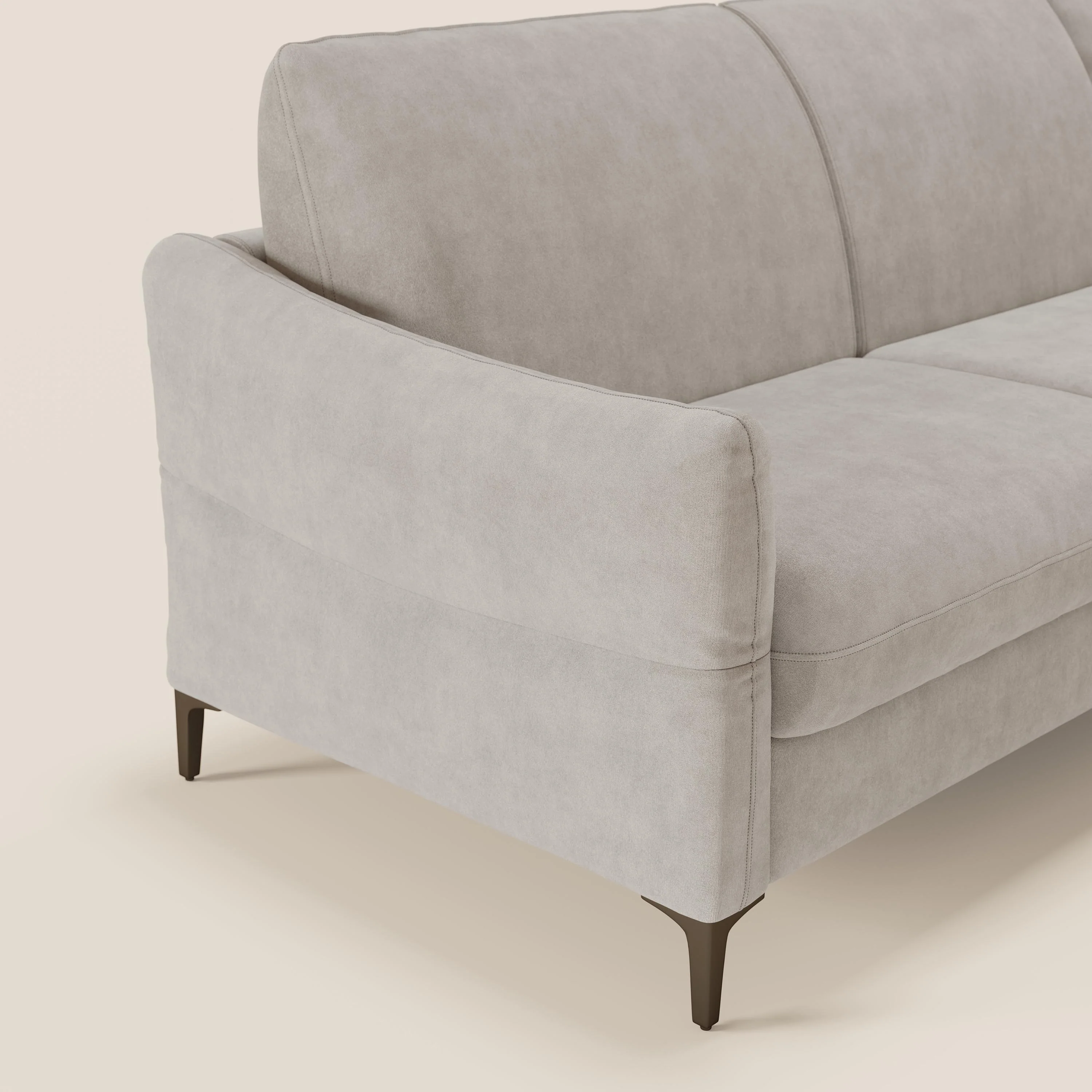 Dalia Canapé d'angle convertible avec matelas H18 cm et chaise longue coffre en tissu détachable T17 blanc - Image 4