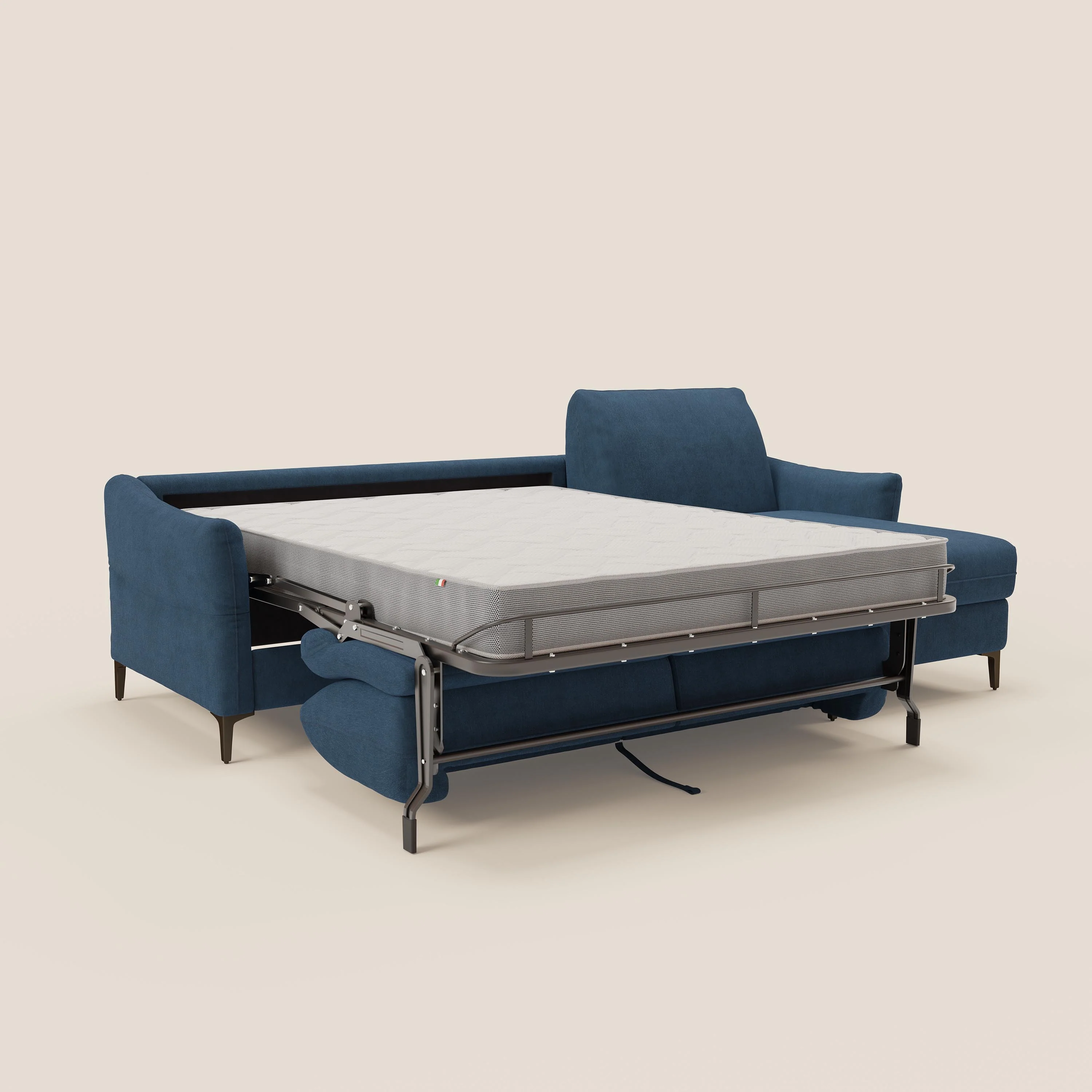 Dalia Canapé d'angle convertible avec matelas H18 cm et chaise longue coffre en tissu détachable T17 bleu - Image 11