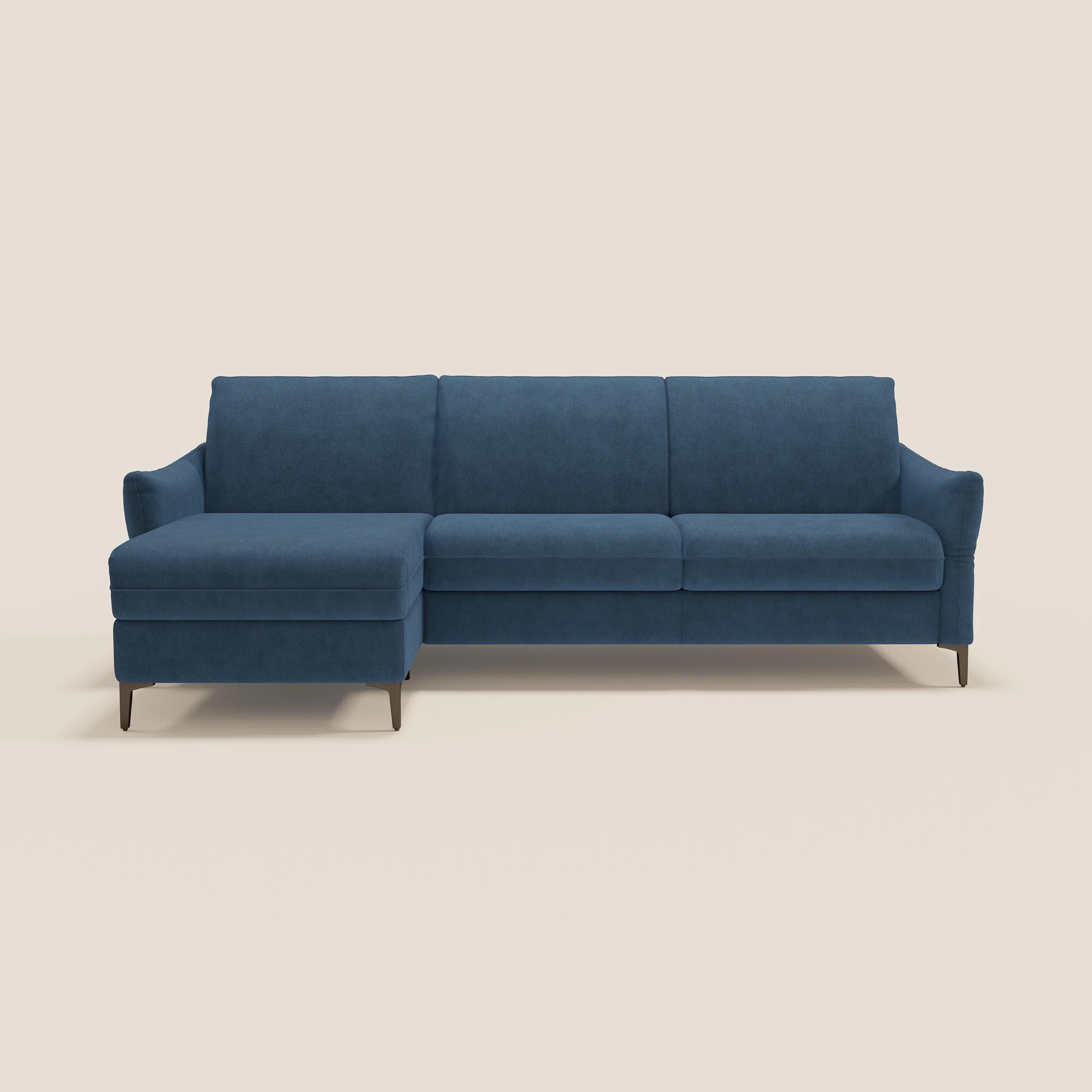 Dalia Canapé d'angle convertible avec matelas H18 cm et chaise longue coffre en tissu détachable T17 bleu - Image 12