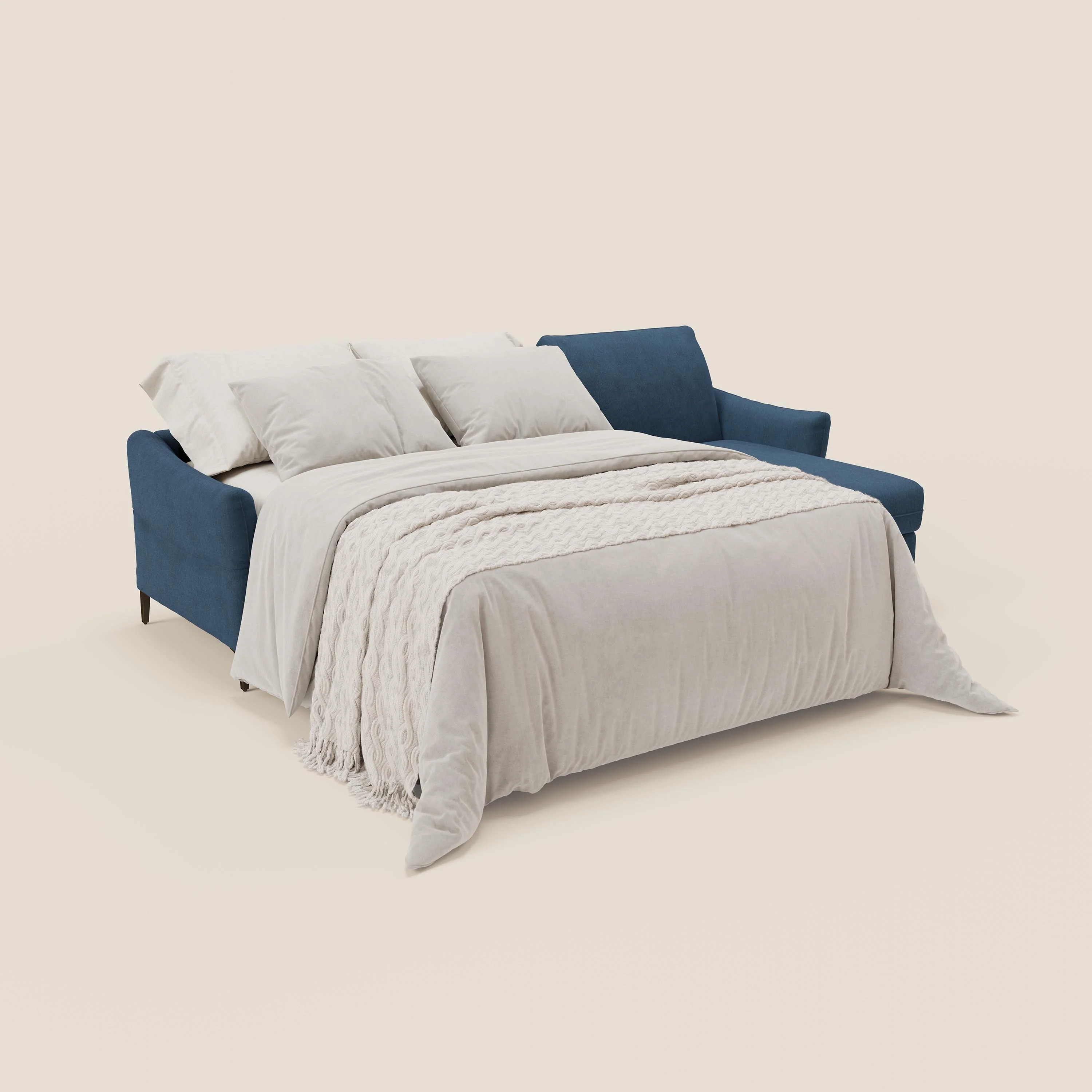 Dalia Canapé d'angle convertible avec matelas H18 cm et chaise longue coffre en tissu détachable T17 bleu - Image 2