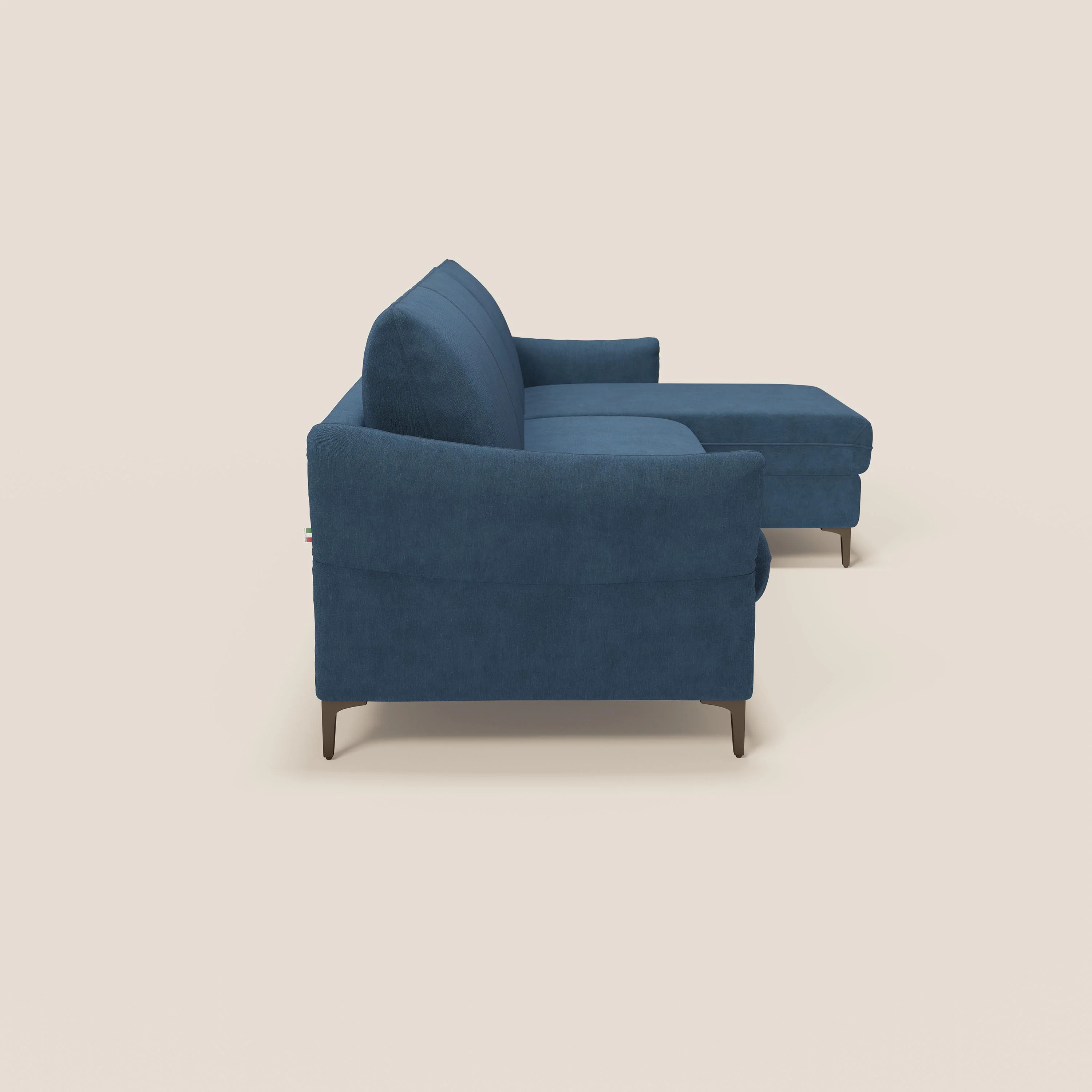 Dalia Canapé d'angle convertible avec matelas H18 cm et chaise longue coffre en tissu détachable T17 bleu - Image 6