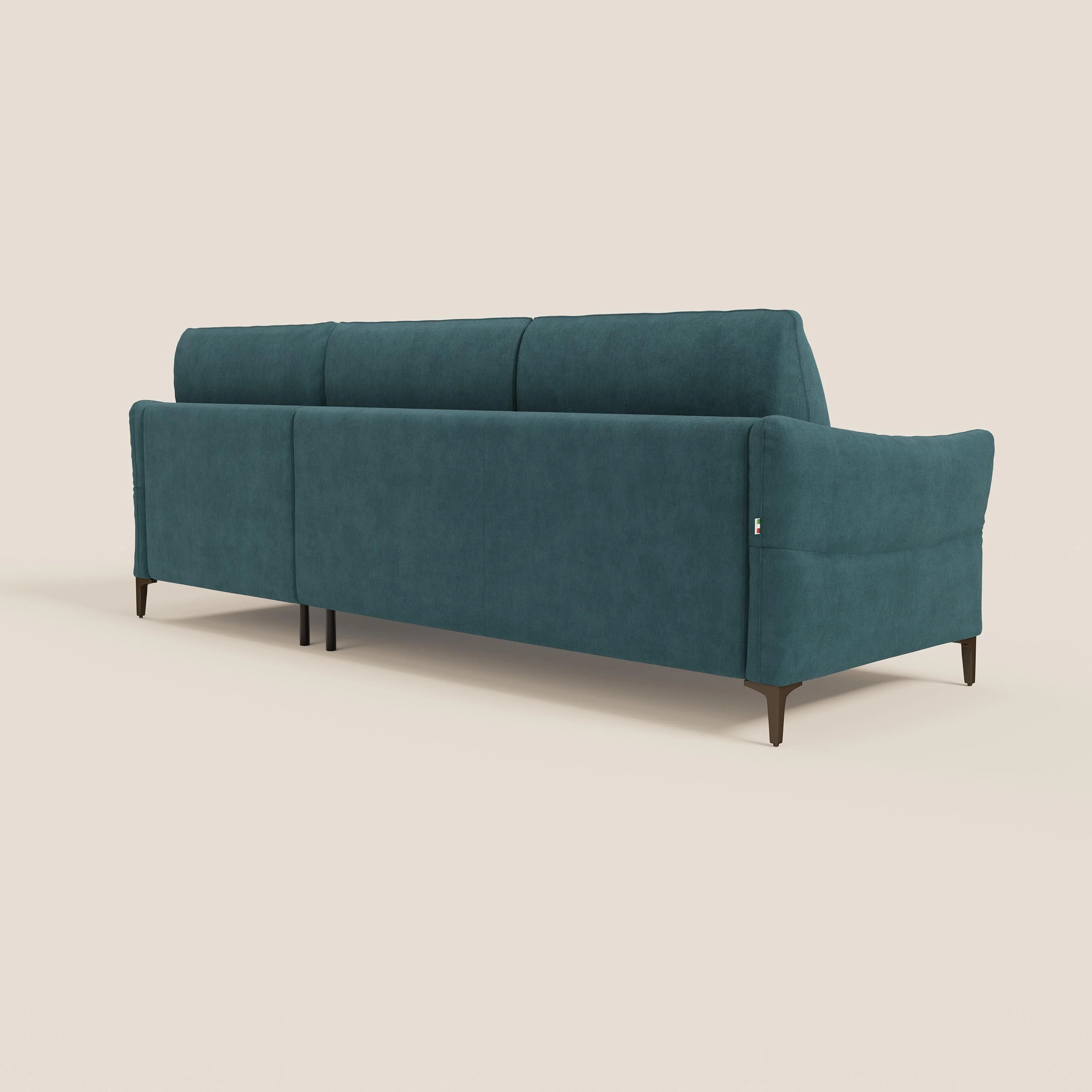 Dalia Canapé d'angle convertible avec matelas H18 cm et chaise longue coffre en tissu détachable T17 bleu canard - Image 7