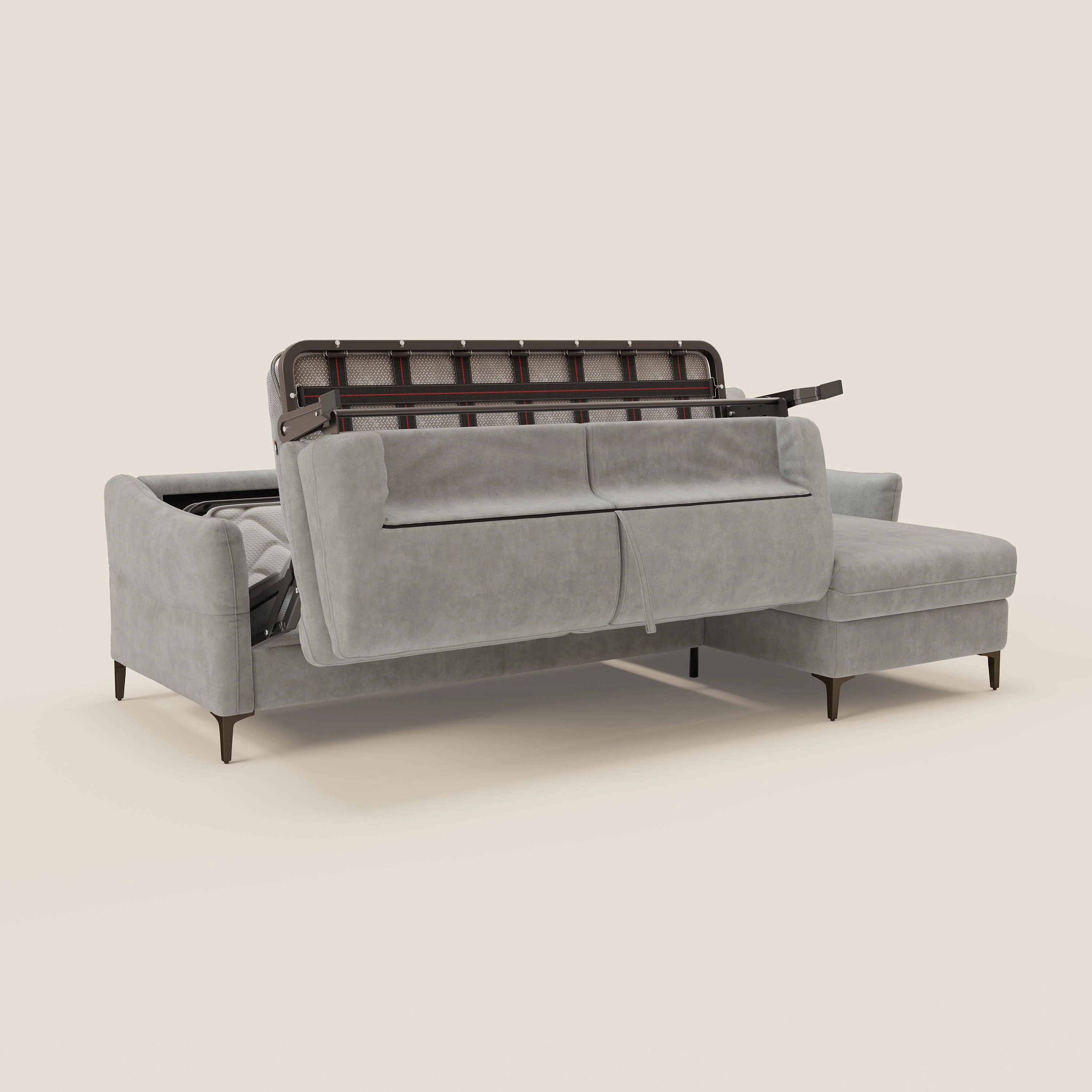 Dalia Canapé d'angle convertible avec matelas H18 cm et chaise longue coffre en tissu détachable T17 gris - Image 10