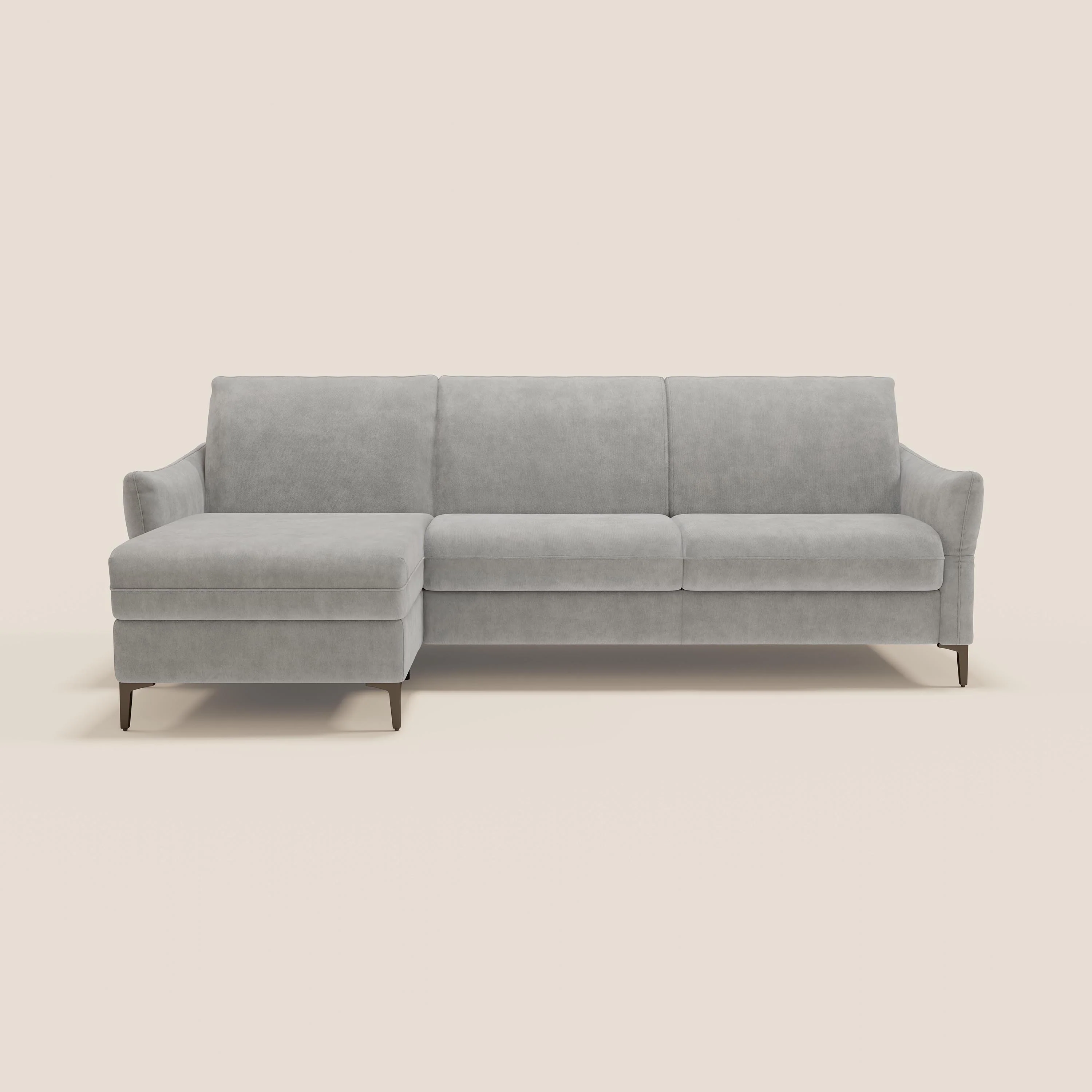 Dalia Canapé d'angle convertible avec matelas H18 cm et chaise longue coffre en tissu détachable T17 gris - Image 12