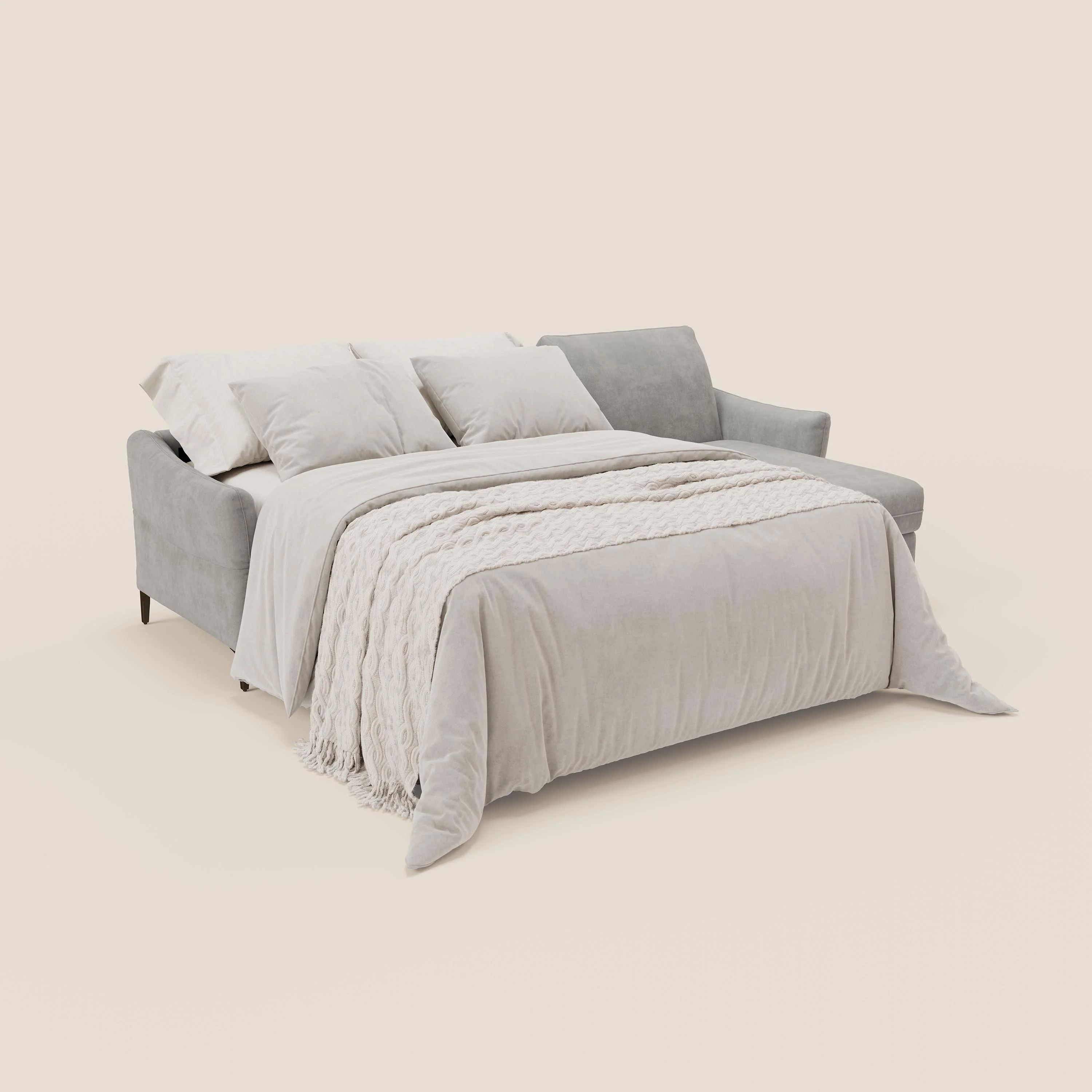 Dalia Canapé d'angle convertible avec matelas H18 cm et chaise longue coffre en tissu détachable T17 gris - Image 2