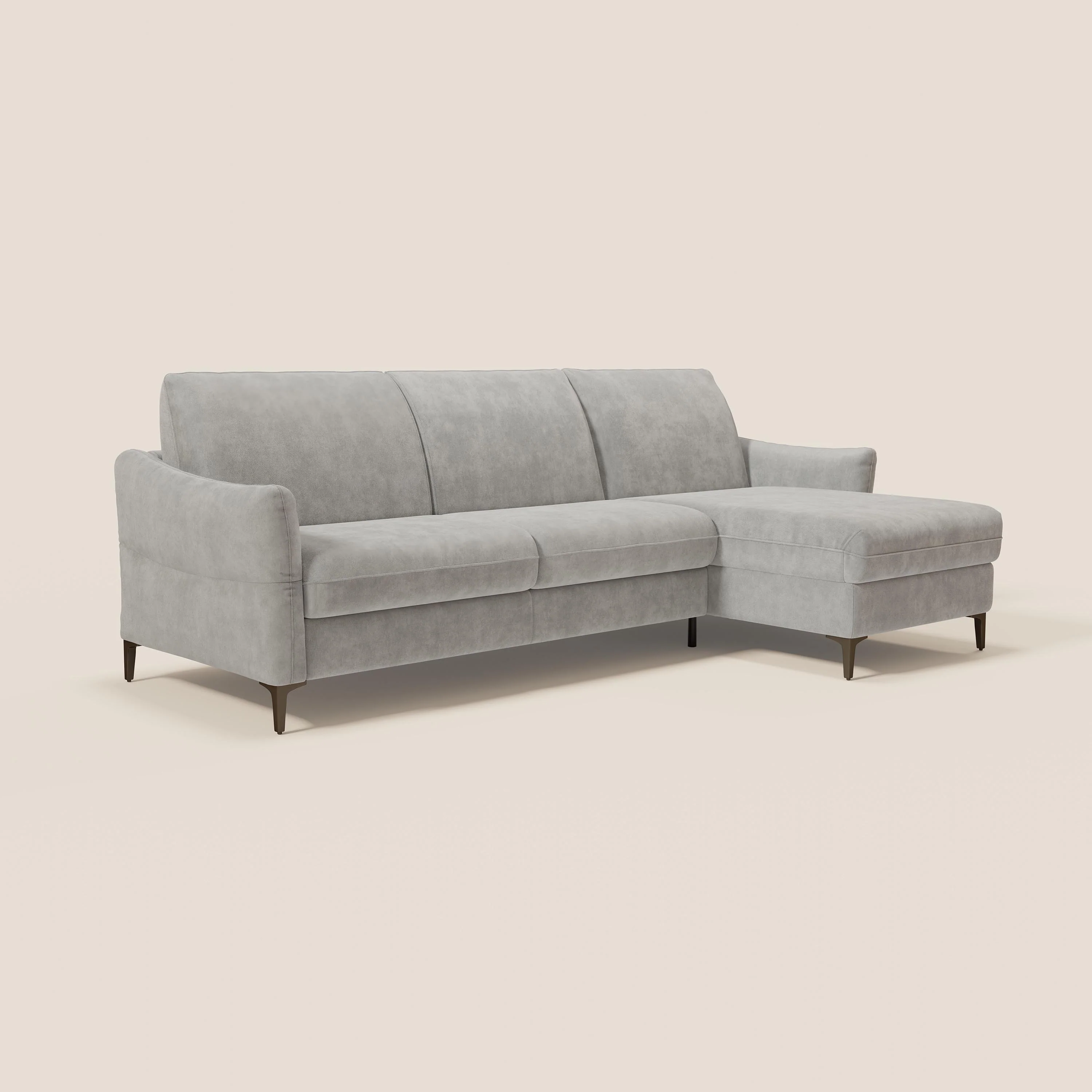 Dalia Canapé d'angle convertible avec matelas H18 cm et chaise longue coffre en tissu détachable T17 gris - Image 3