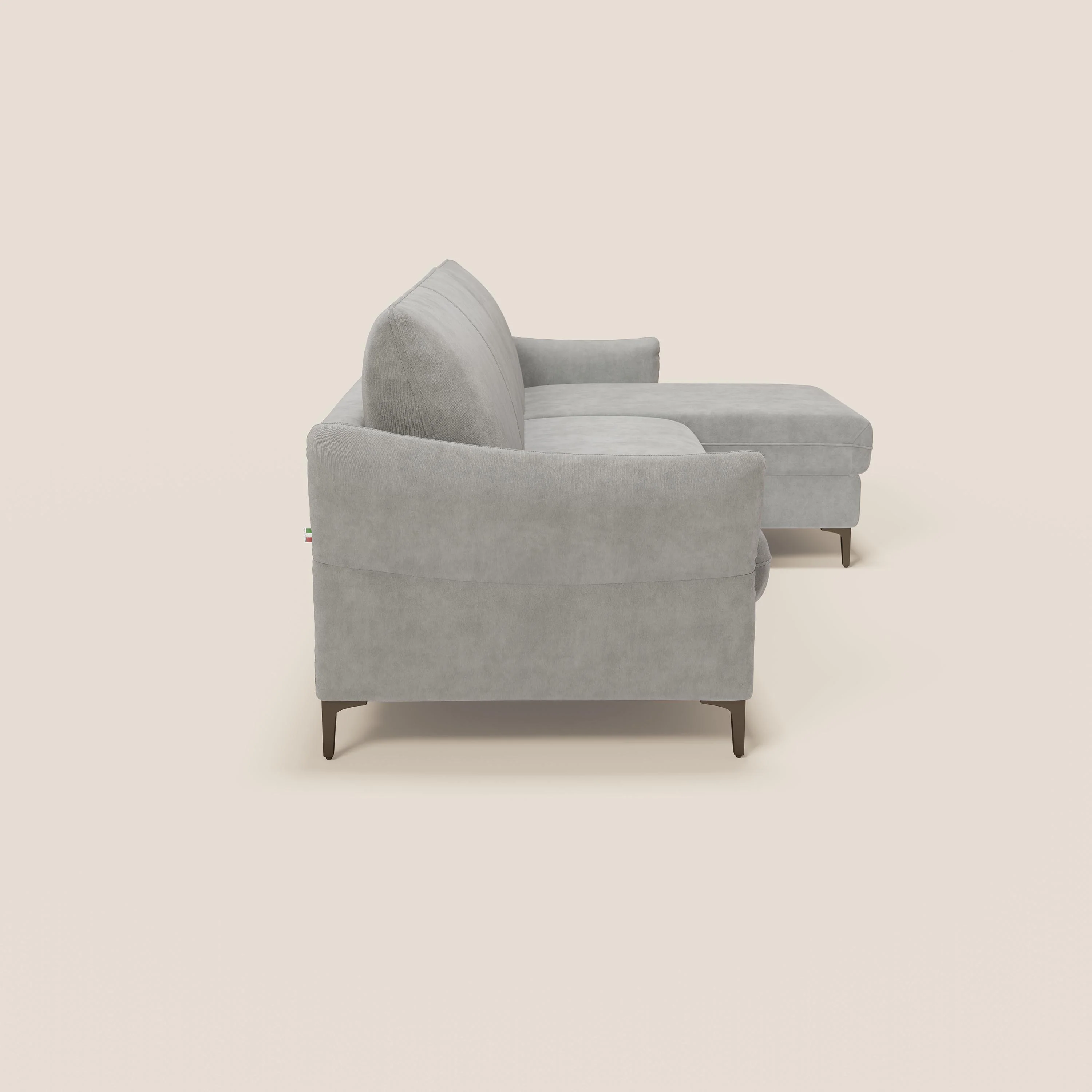 Dalia Canapé d'angle convertible avec matelas H18 cm et chaise longue coffre en tissu détachable T17 gris - Image 6