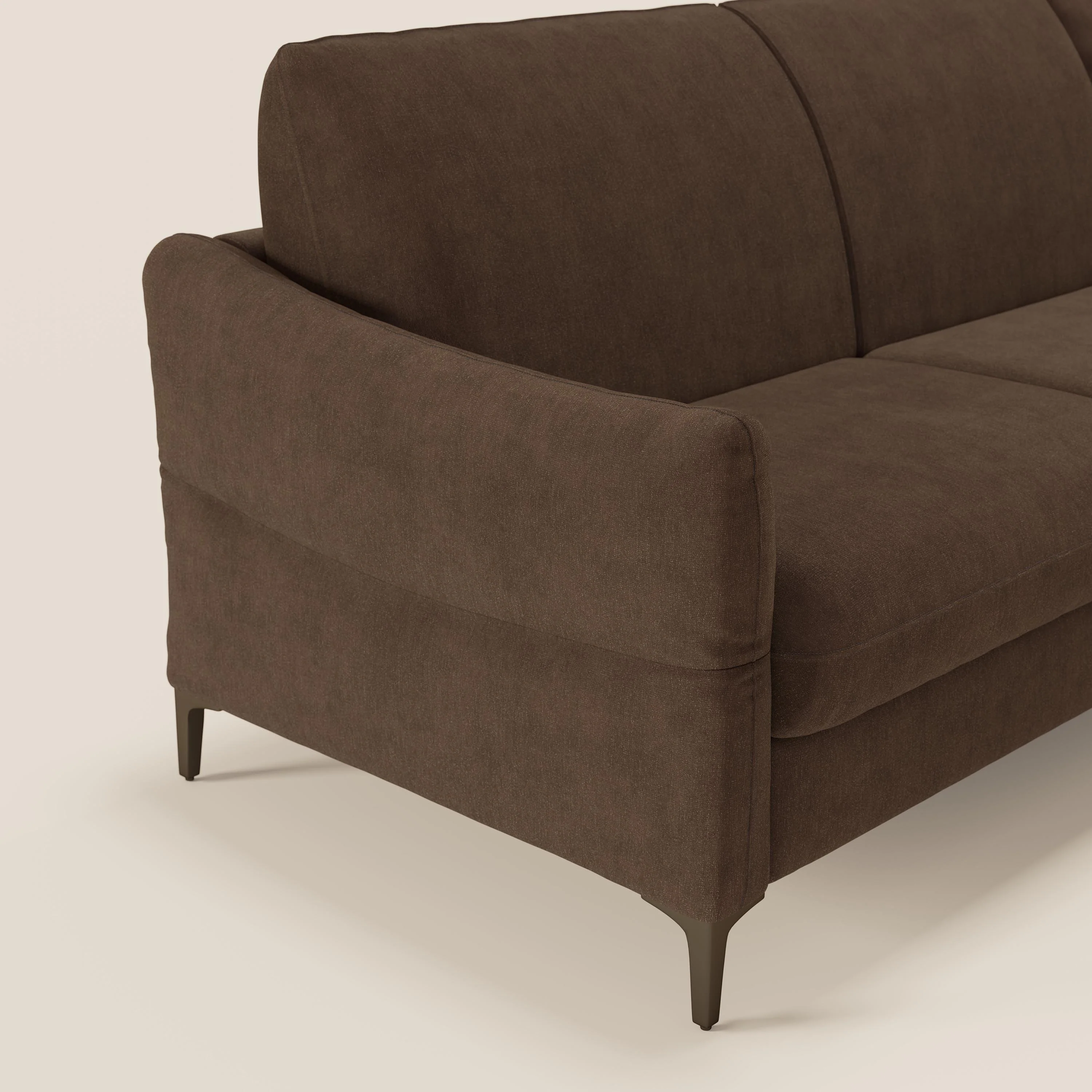 Dalia Canapé d'angle convertible avec matelas H18 cm et chaise longue coffre en tissu détachable T17 marron - Image 4