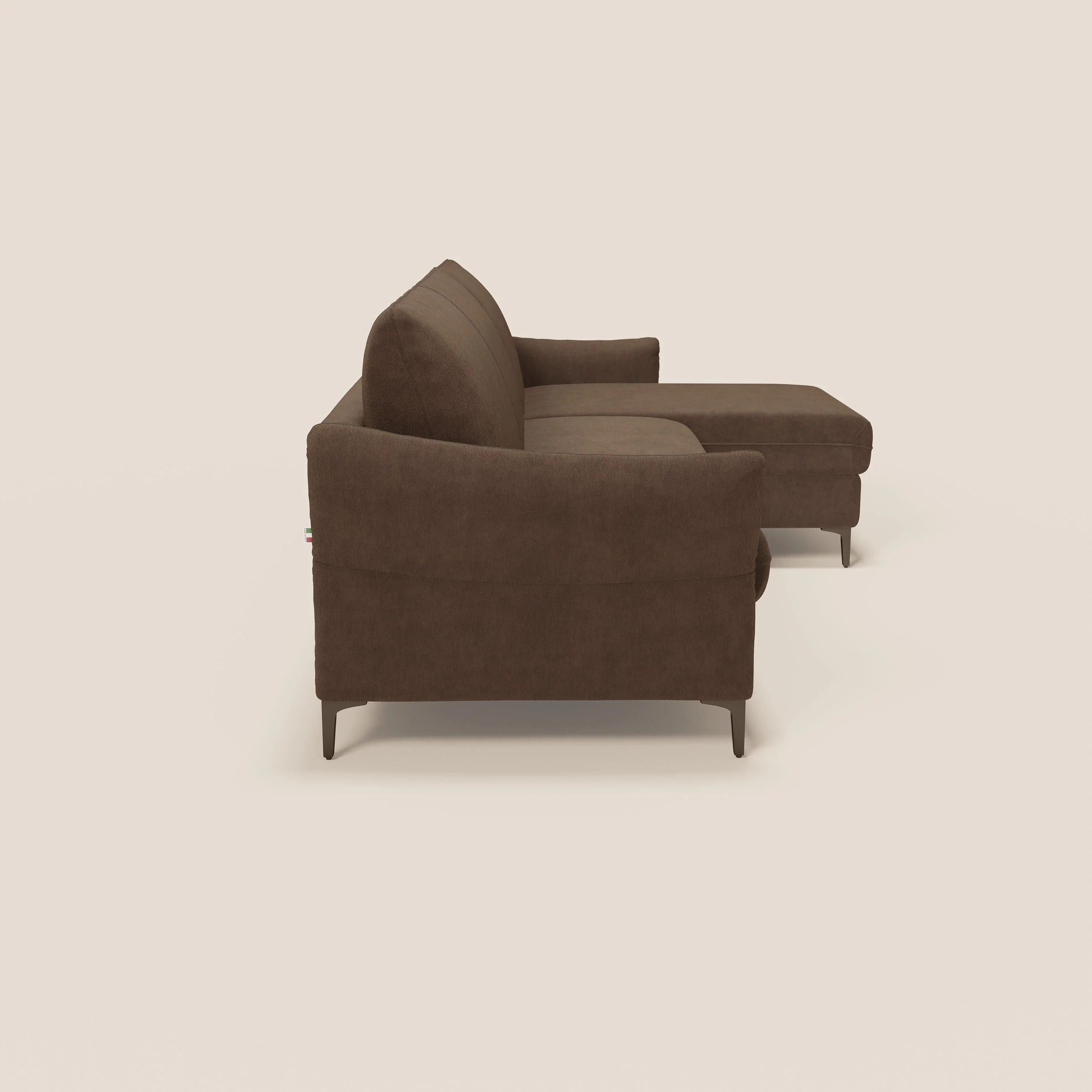 Dalia Canapé d'angle convertible avec matelas H18 cm et chaise longue coffre en tissu détachable T17 marron - Image 6