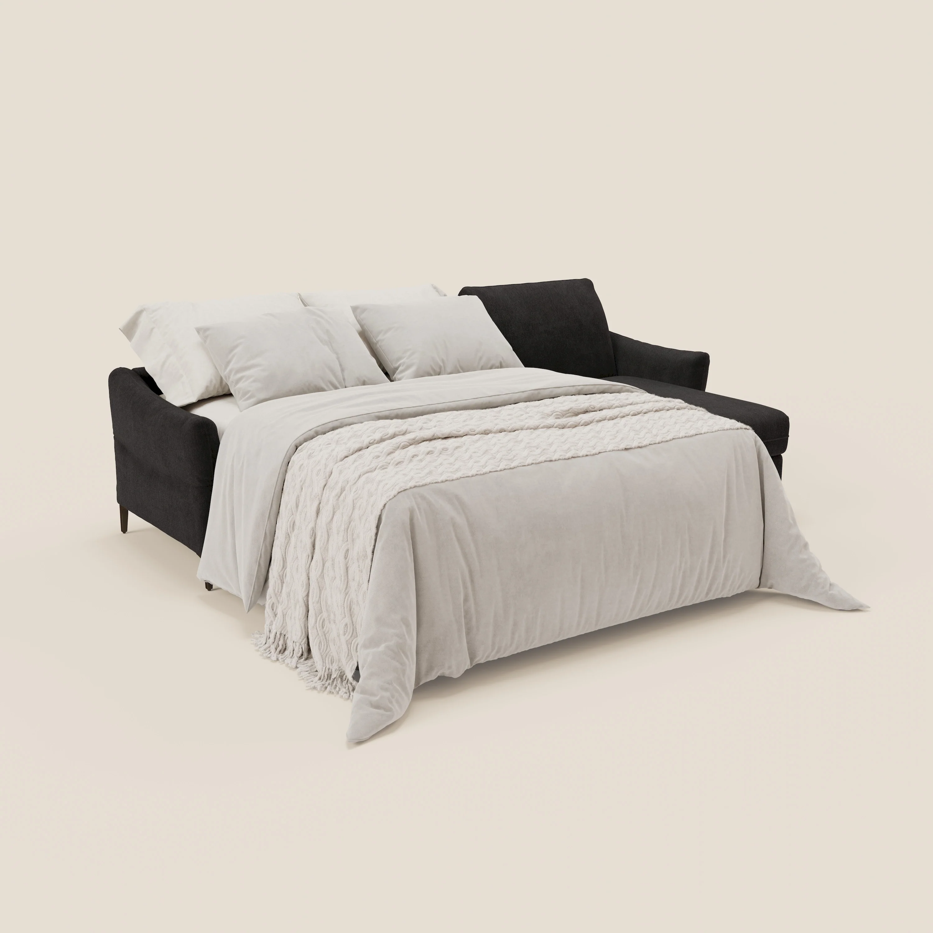 Dalia Canapé d'angle convertible avec matelas H18 cm et chaise longue coffre en tissu détachable T17 noir - Image 2
