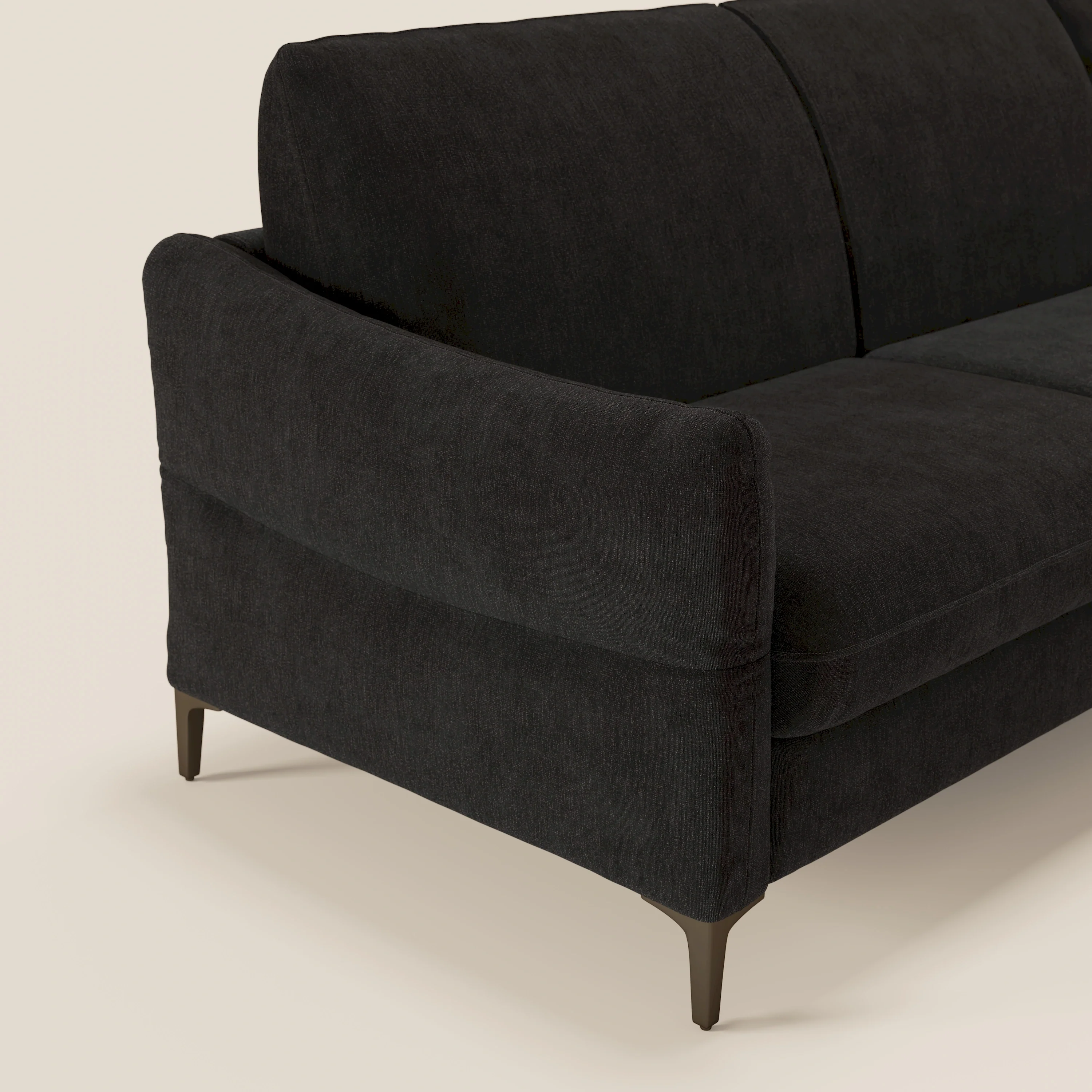 Dalia Canapé d'angle convertible avec matelas H18 cm et chaise longue coffre en tissu détachable T17 noir - Image 4