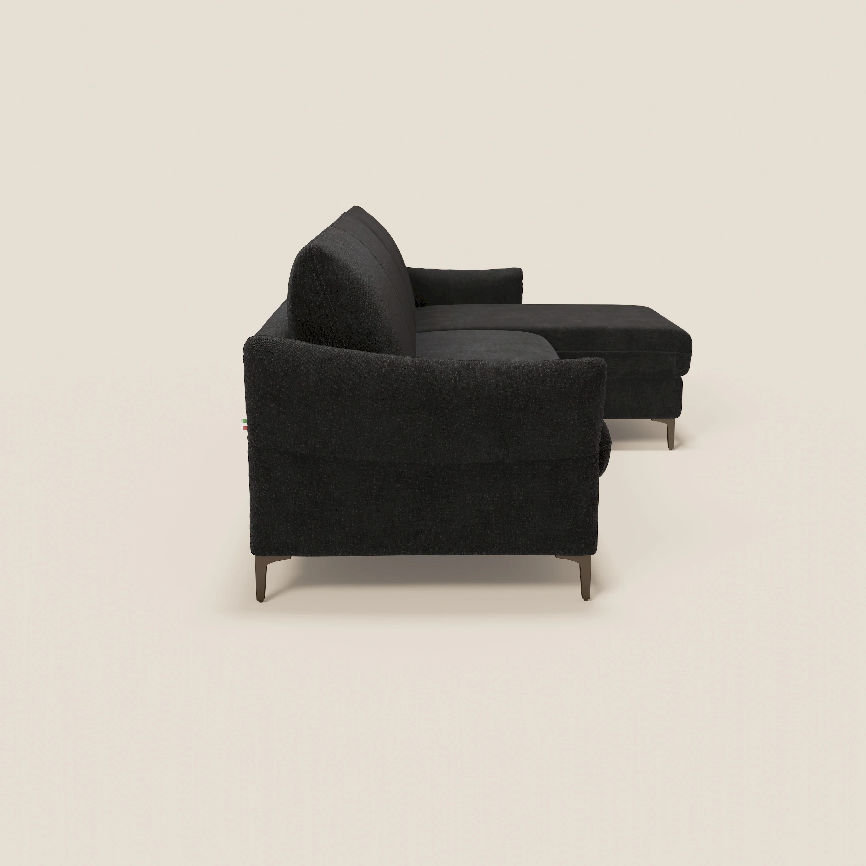Dalia Canapé d'angle convertible avec matelas H18 cm et chaise longue coffre en tissu détachable T17 noir - Image 6