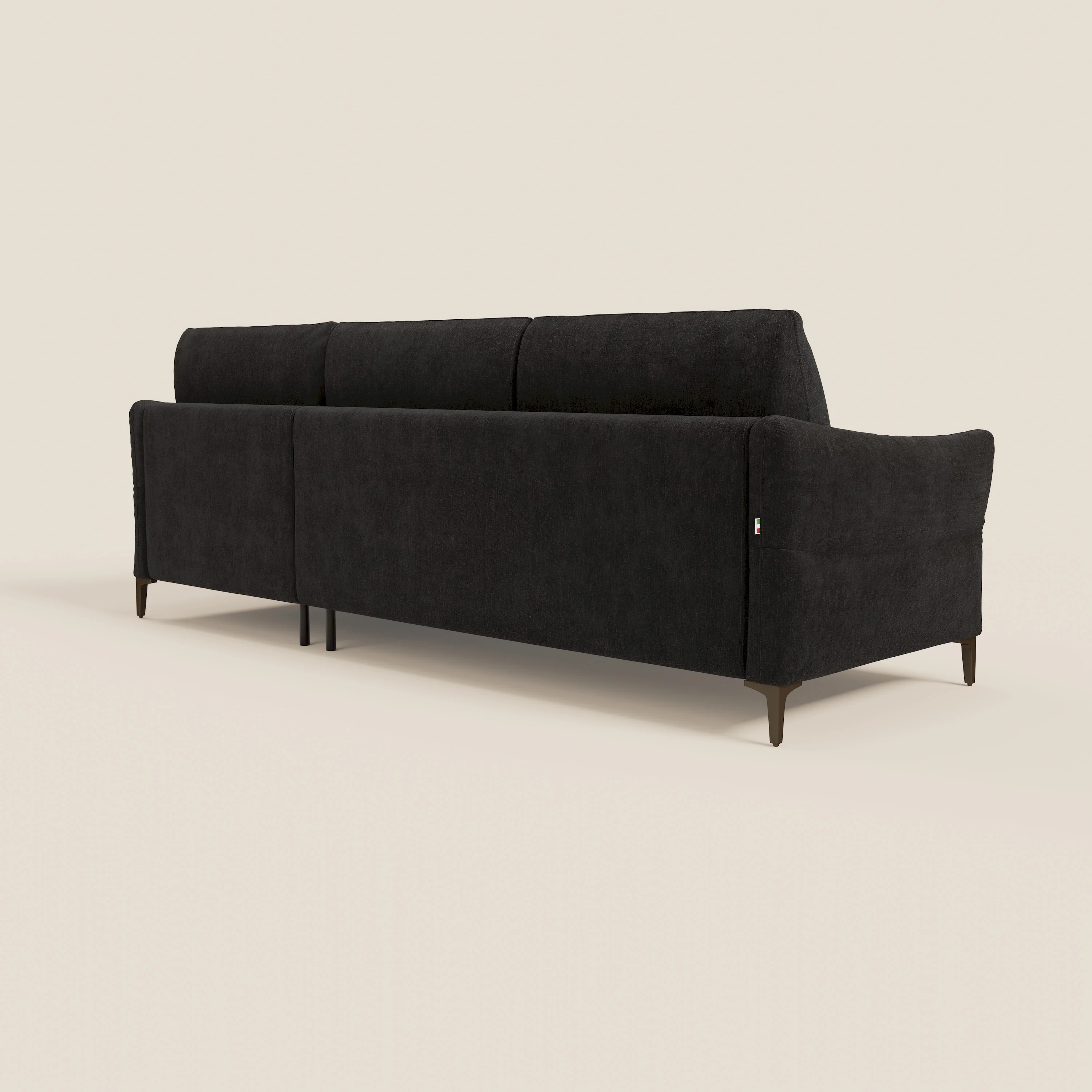Dalia Canapé d'angle convertible avec matelas H18 cm et chaise longue coffre en tissu détachable T17 noir - Image 7