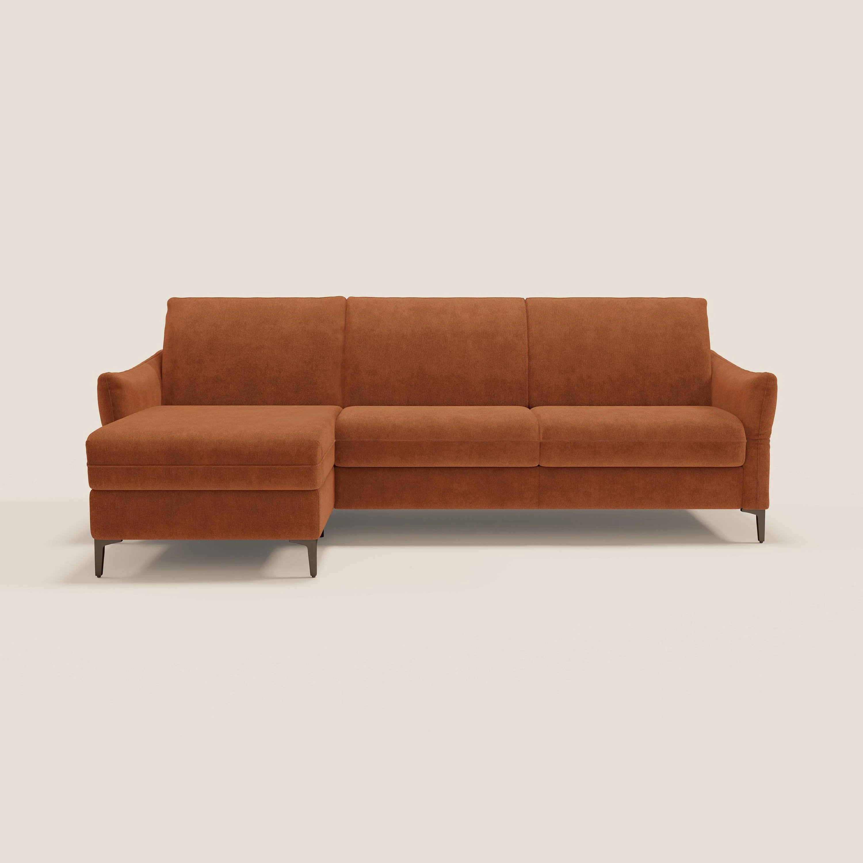 Dalia Canapé d'angle convertible avec matelas H18 cm et chaise longue coffre en tissu détachable T17 orange - Image 12
