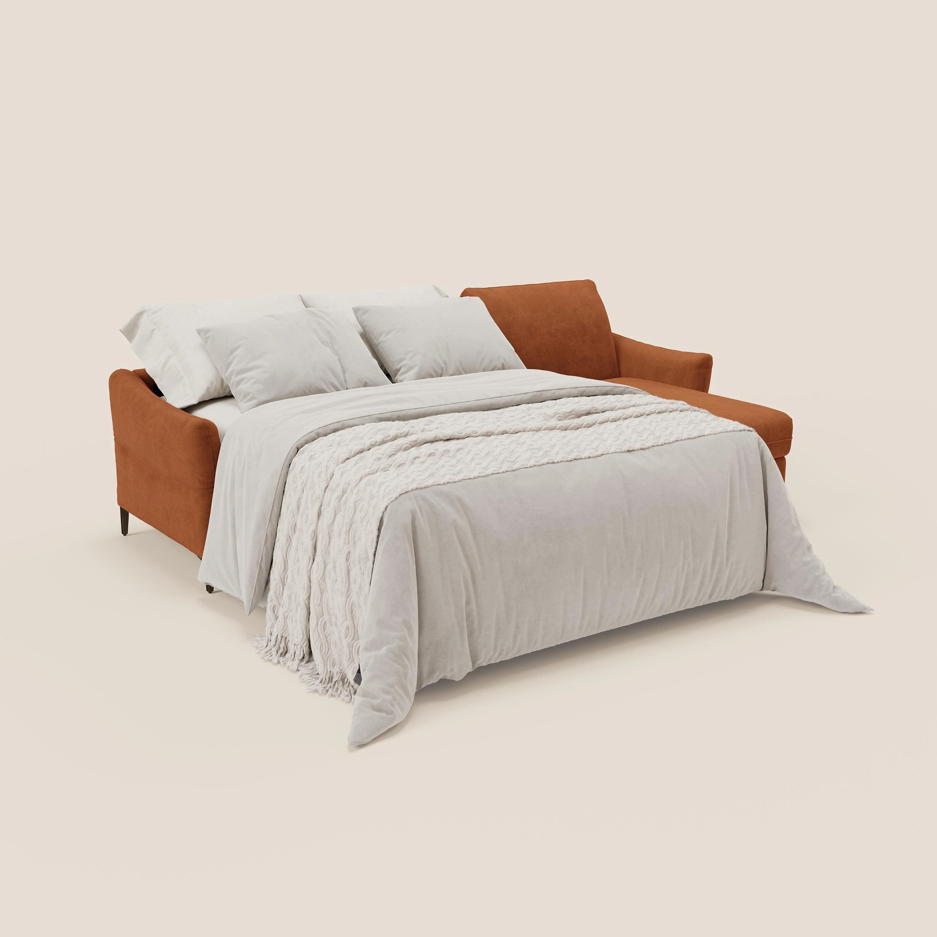Dalia Canapé d'angle convertible avec matelas H18 cm et chaise longue coffre en tissu détachable T17 orange - Image 2