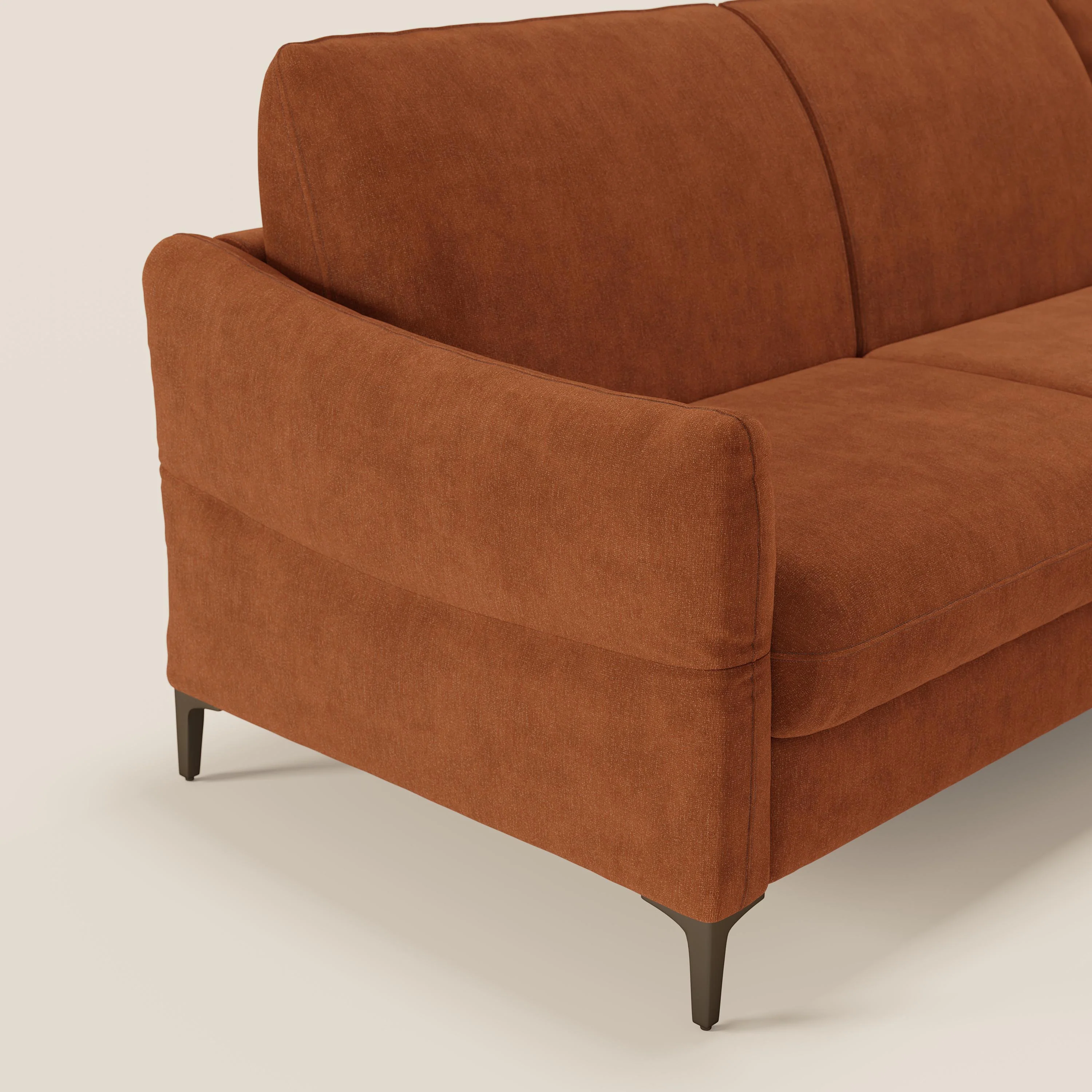 Dalia Canapé d'angle convertible avec matelas H18 cm et chaise longue coffre en tissu détachable T17 orange - Image 4