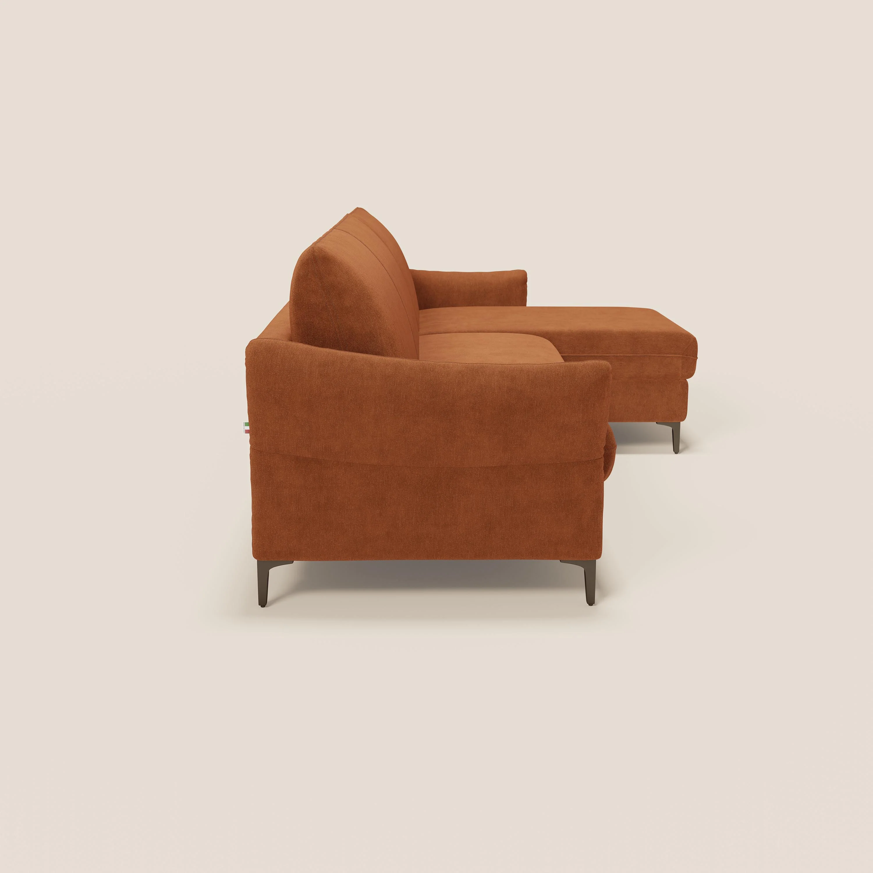 Dalia Canapé d'angle convertible avec matelas H18 cm et chaise longue coffre en tissu détachable T17 orange - Image 6