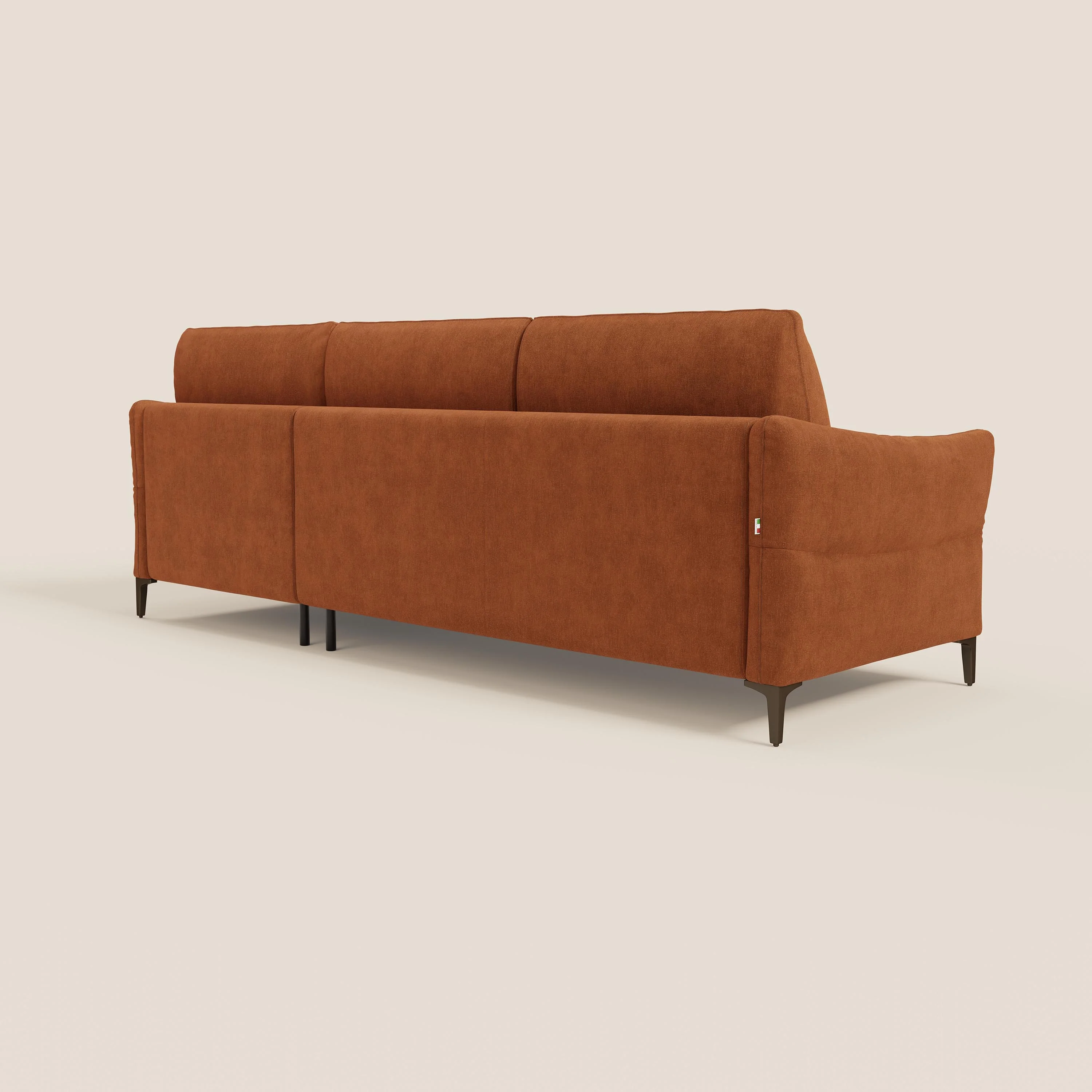 Dalia Canapé d'angle convertible avec matelas H18 cm et chaise longue coffre en tissu détachable T17 orange - Image 7