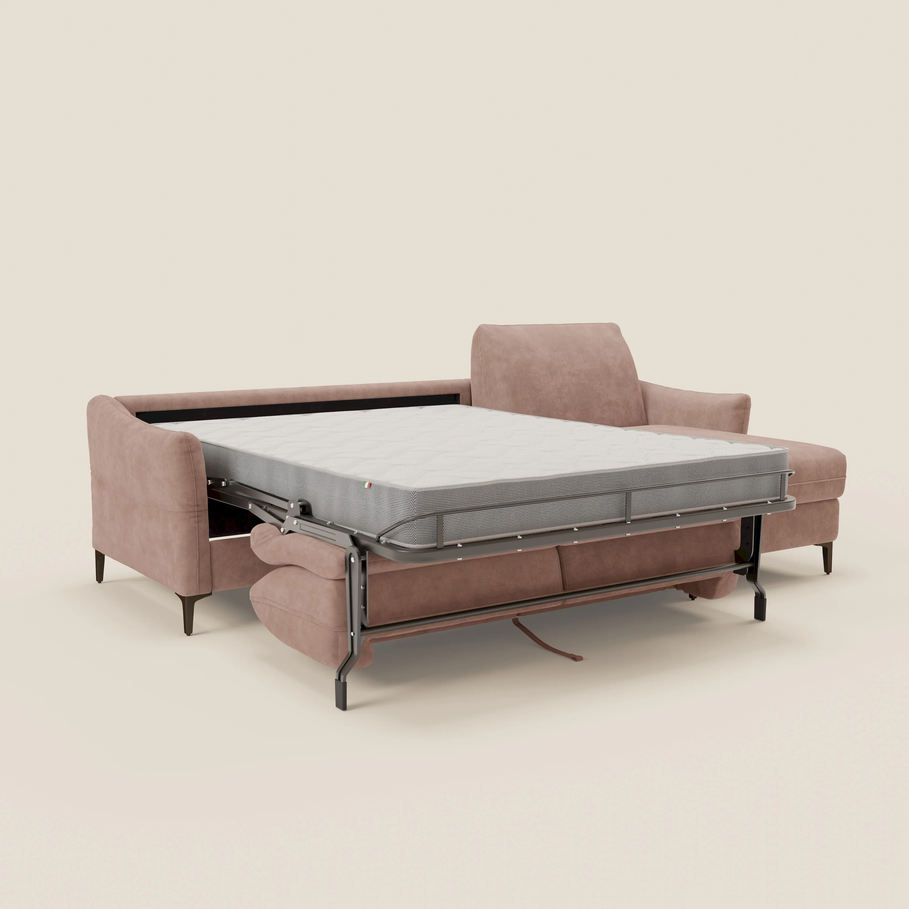 Dalia Canapé d'angle convertible avec matelas H18 cm et chaise longue coffre en tissu détachable T17 rose - Image 11