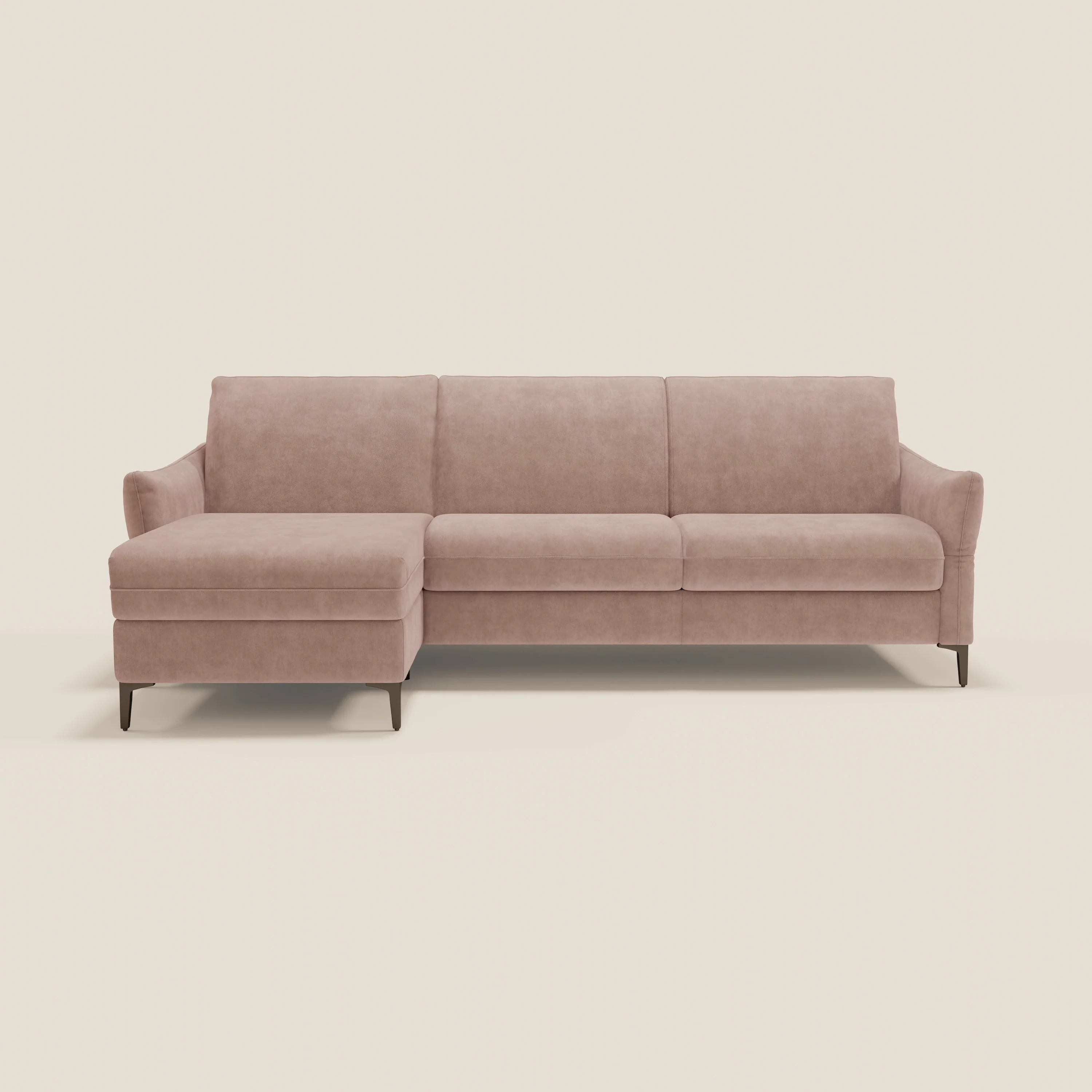 Dalia Canapé d'angle convertible avec matelas H18 cm et chaise longue coffre en tissu détachable T17 rose - Image 12
