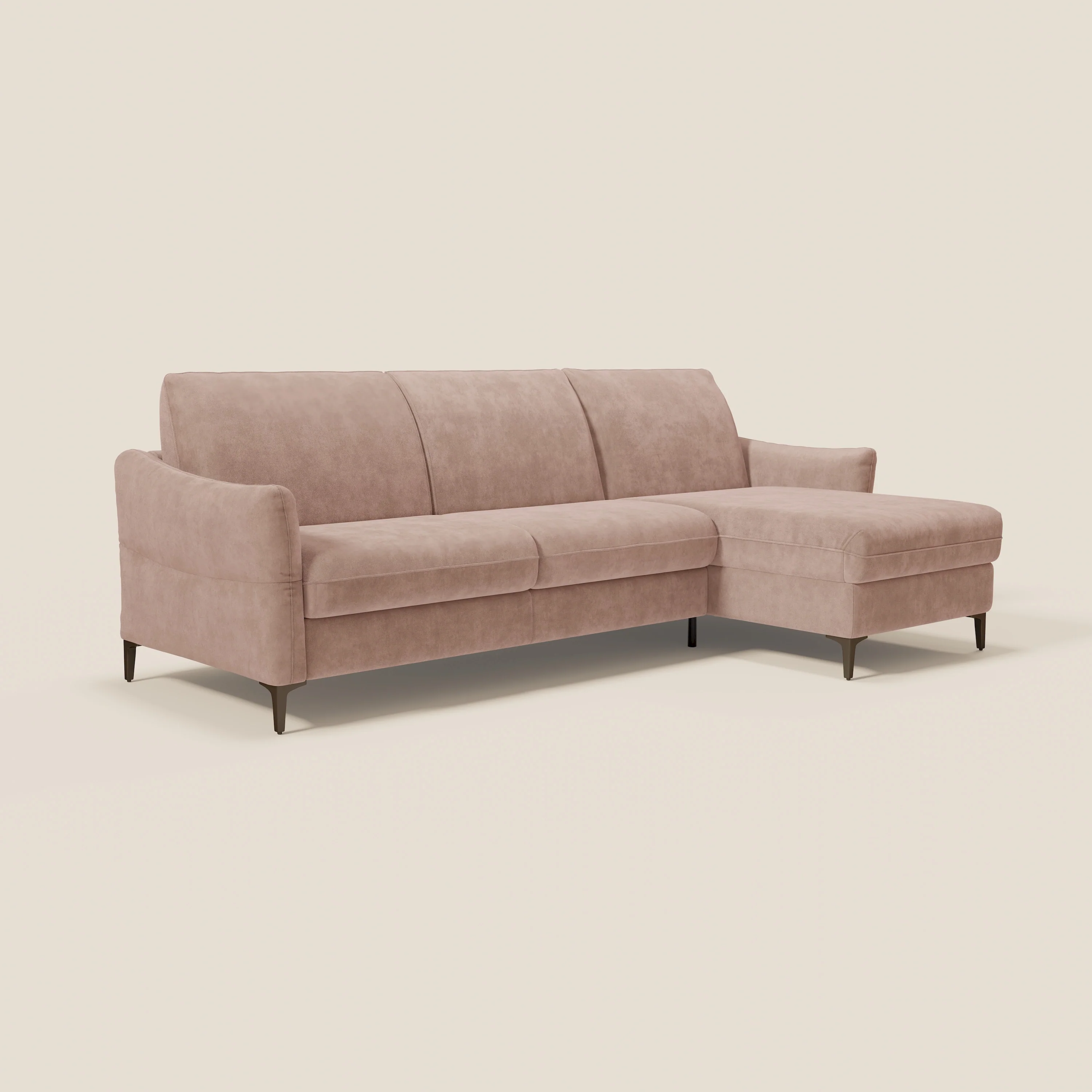 Dalia Canapé d'angle convertible avec matelas H18 cm et chaise longue coffre en tissu détachable T17 rose - Image 3