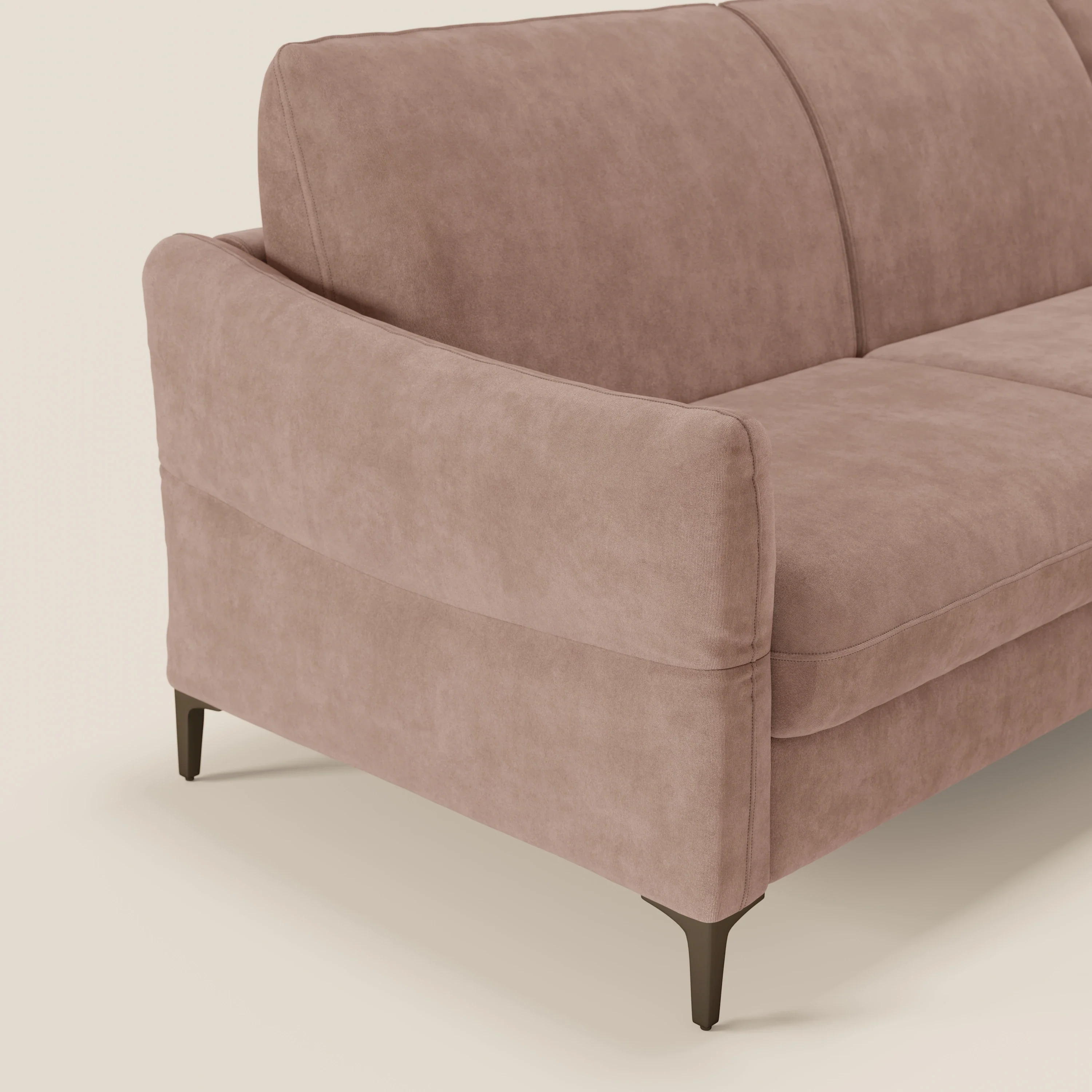 Dalia Canapé d'angle convertible avec matelas H18 cm et chaise longue coffre en tissu détachable T17 rose - Image 4