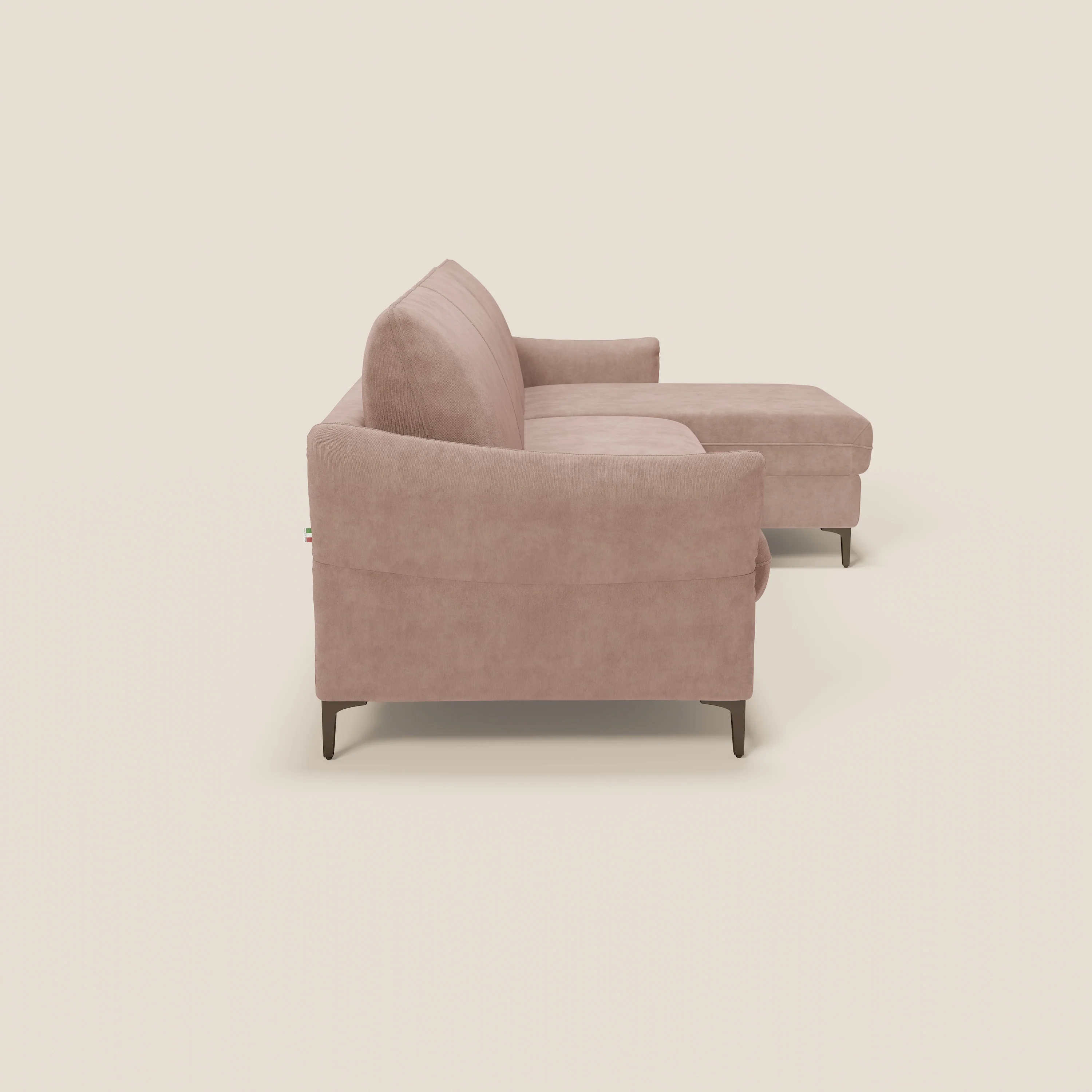 Dalia Canapé d'angle convertible avec matelas H18 cm et chaise longue coffre en tissu détachable T17 rose - Image 6