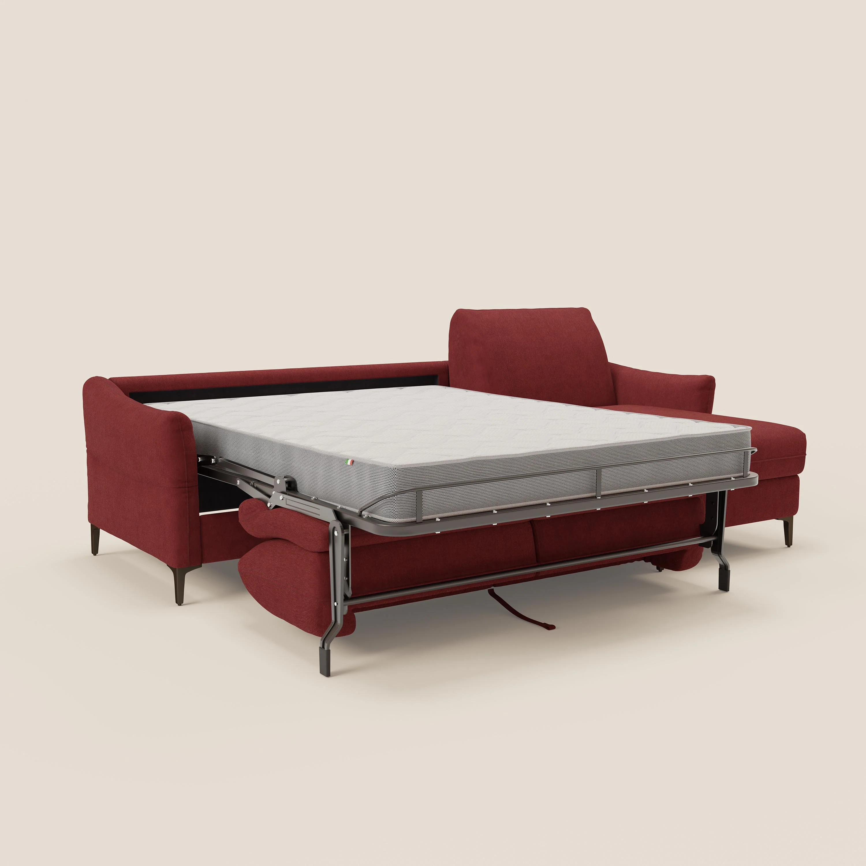 Dalia Canapé d'angle convertible avec matelas H18 cm et chaise longue coffre en tissu détachable T17 rouge - Image 11
