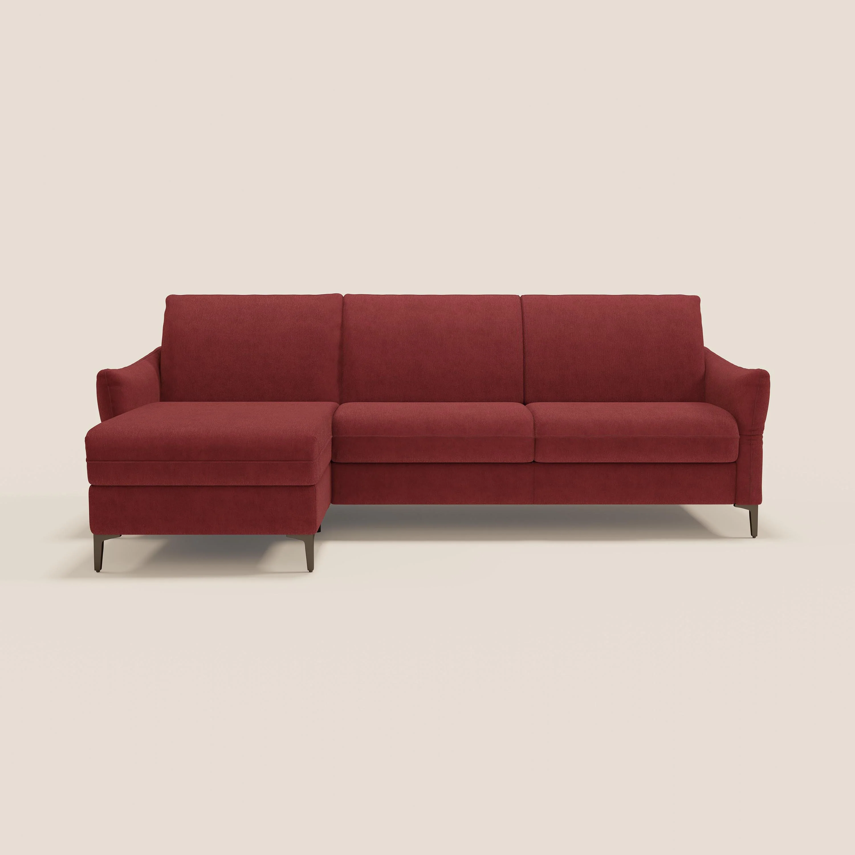 Dalia Canapé d'angle convertible avec matelas H18 cm et chaise longue coffre en tissu détachable T17 rouge - Image 12