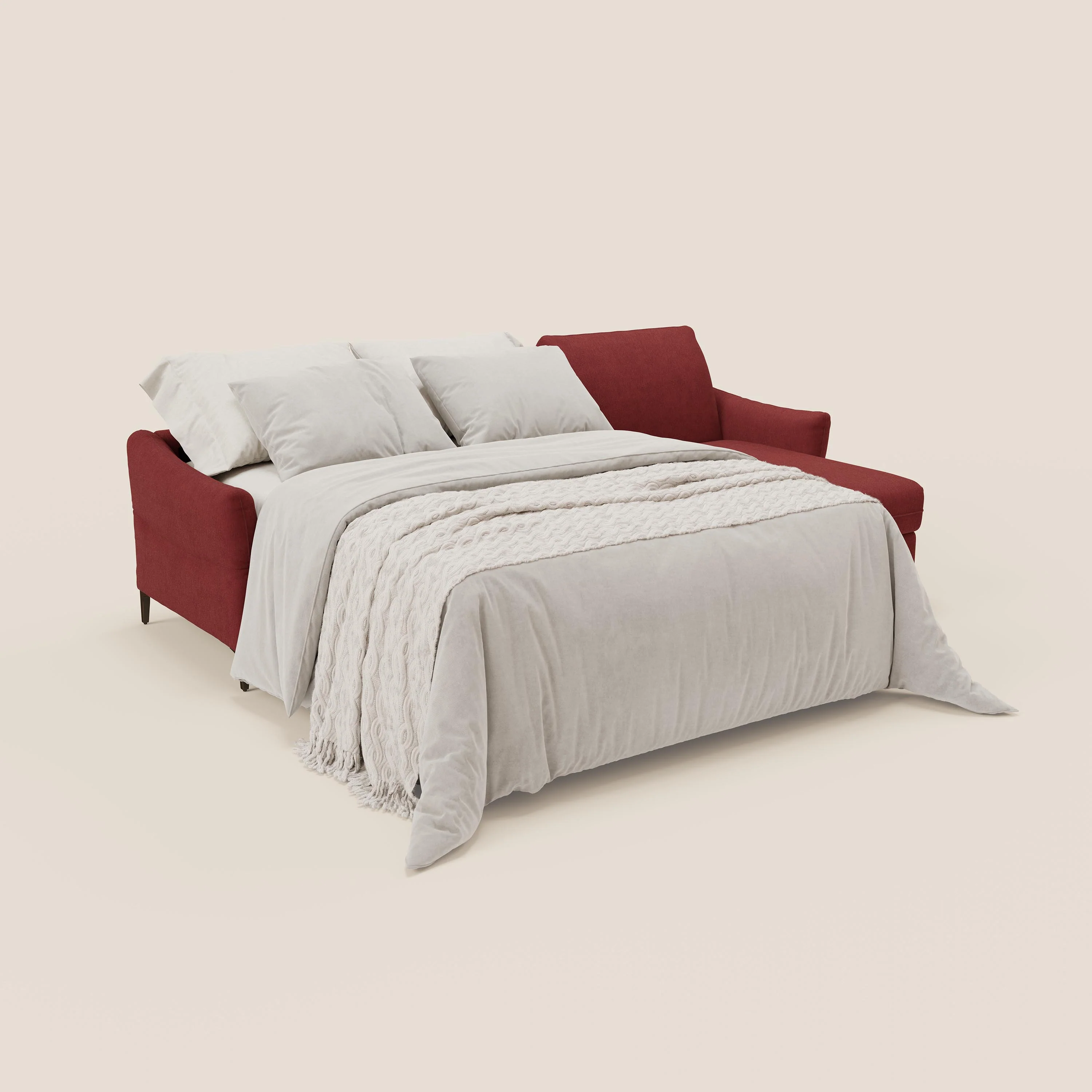 Dalia Canapé d'angle convertible avec matelas H18 cm et chaise longue coffre en tissu détachable T17 rouge - Image 2