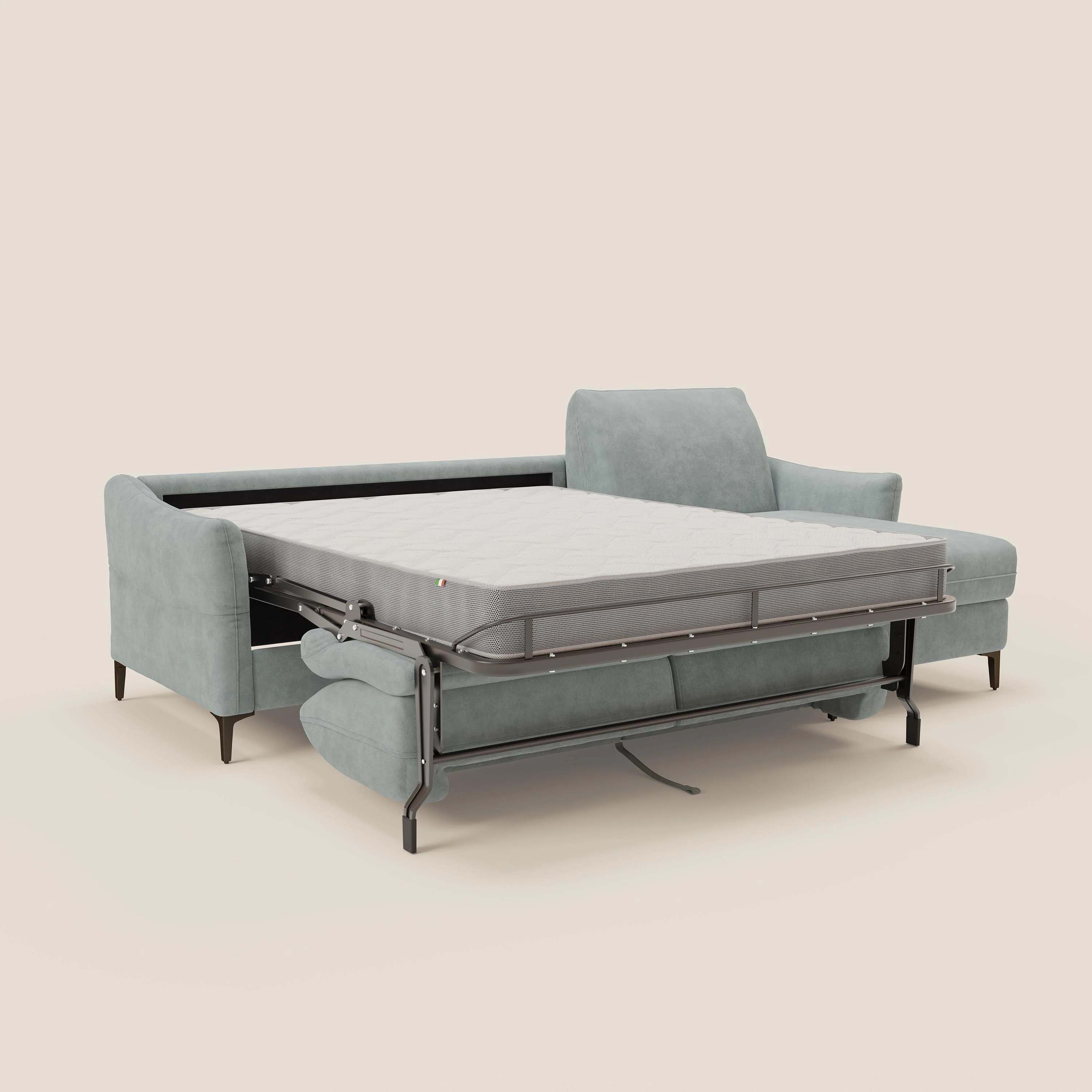 Dalia Canapé d'angle convertible avec matelas H18 cm et chaise longue coffre en tissu détachable T17 vert aquamarine - Image 11