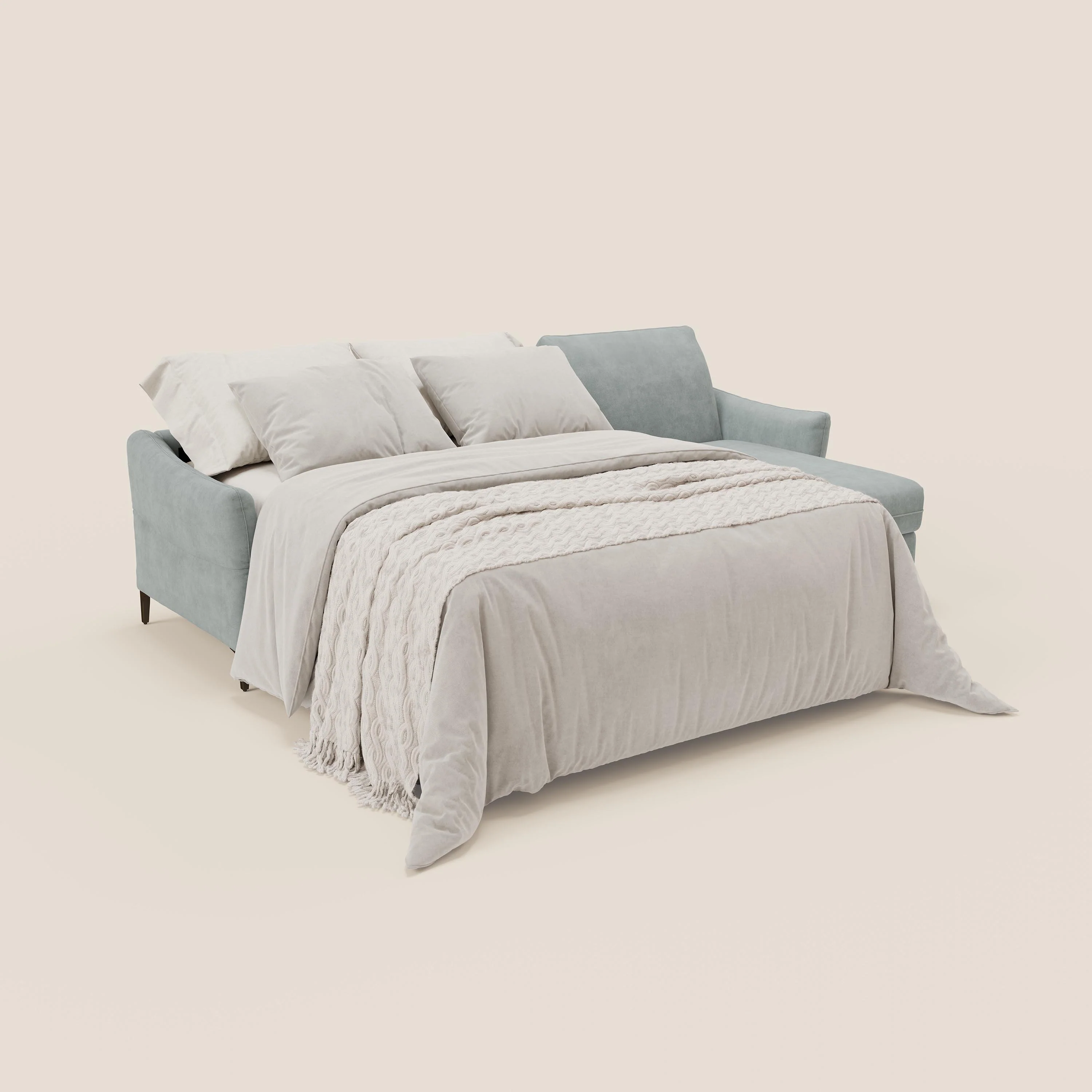 Dalia Canapé d'angle convertible avec matelas H18 cm et chaise longue coffre en tissu détachable T17 vert aquamarine - Image 2