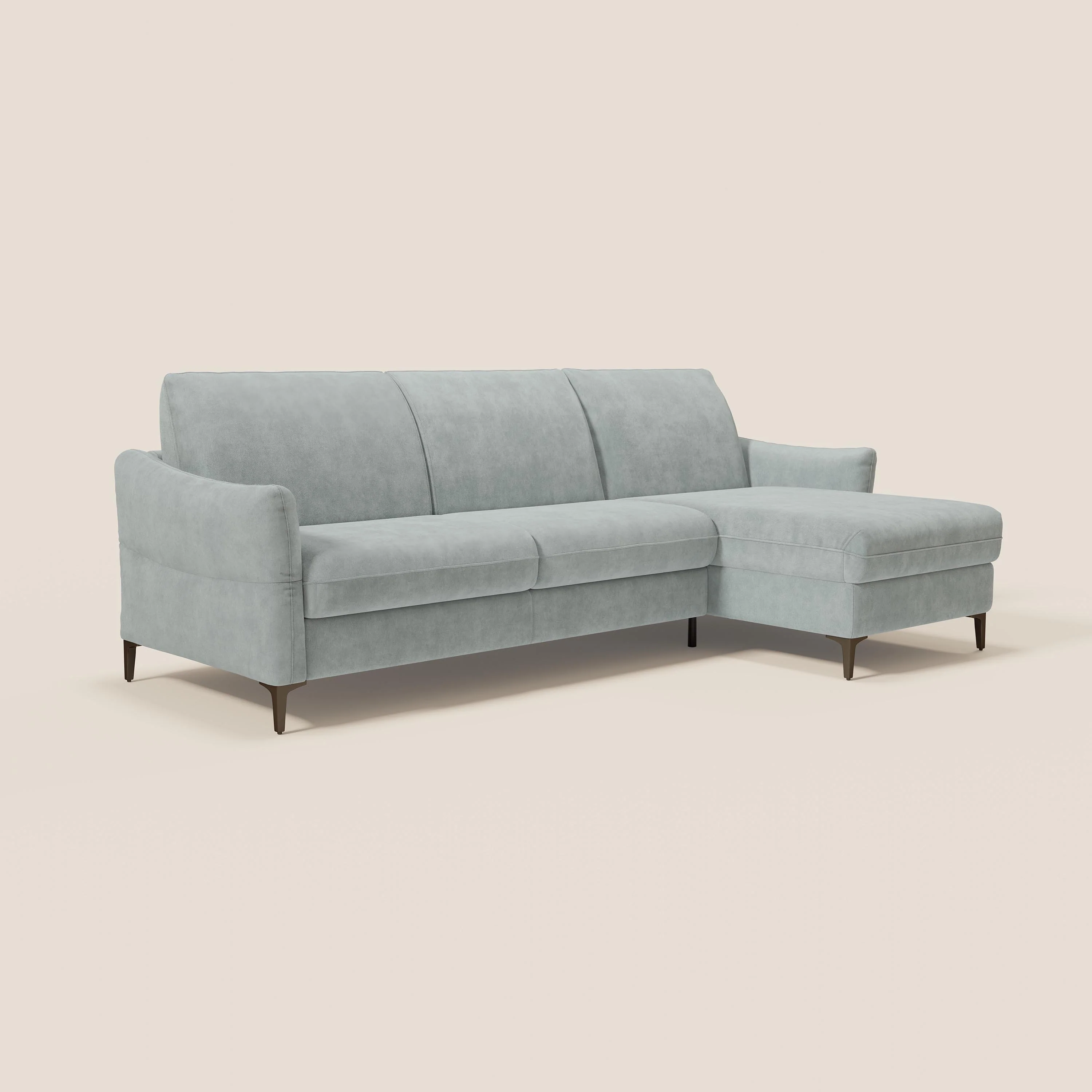 Dalia Canapé d'angle convertible avec matelas H18 cm et chaise longue coffre en tissu détachable T17 vert aquamarine - Image 3