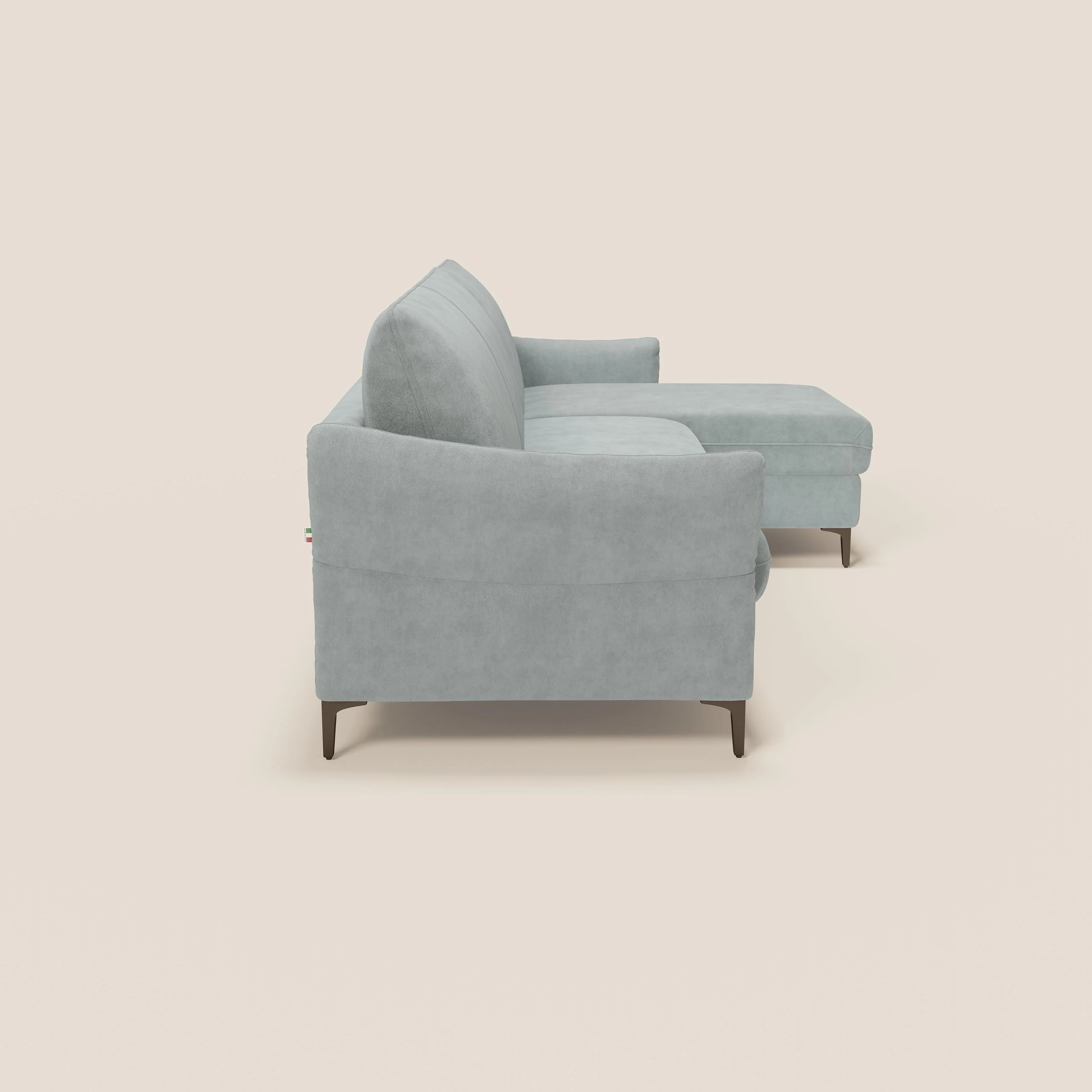 Dalia Canapé d'angle convertible avec matelas H18 cm et chaise longue coffre en tissu détachable T17 vert aquamarine - Image 6