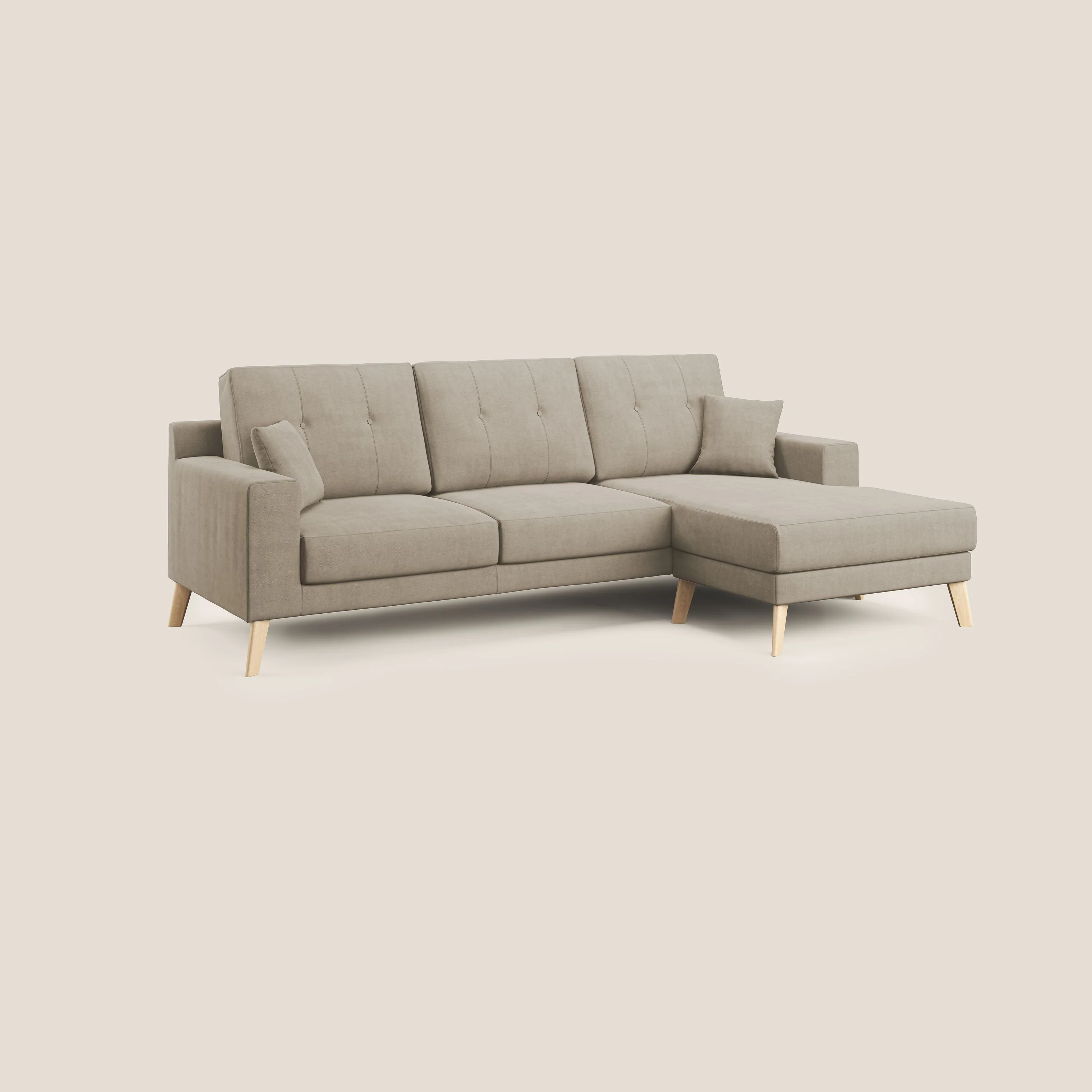 Danish canapé d'angle moderne reversible en tissu doux imperméable T02 beige - Image 2
