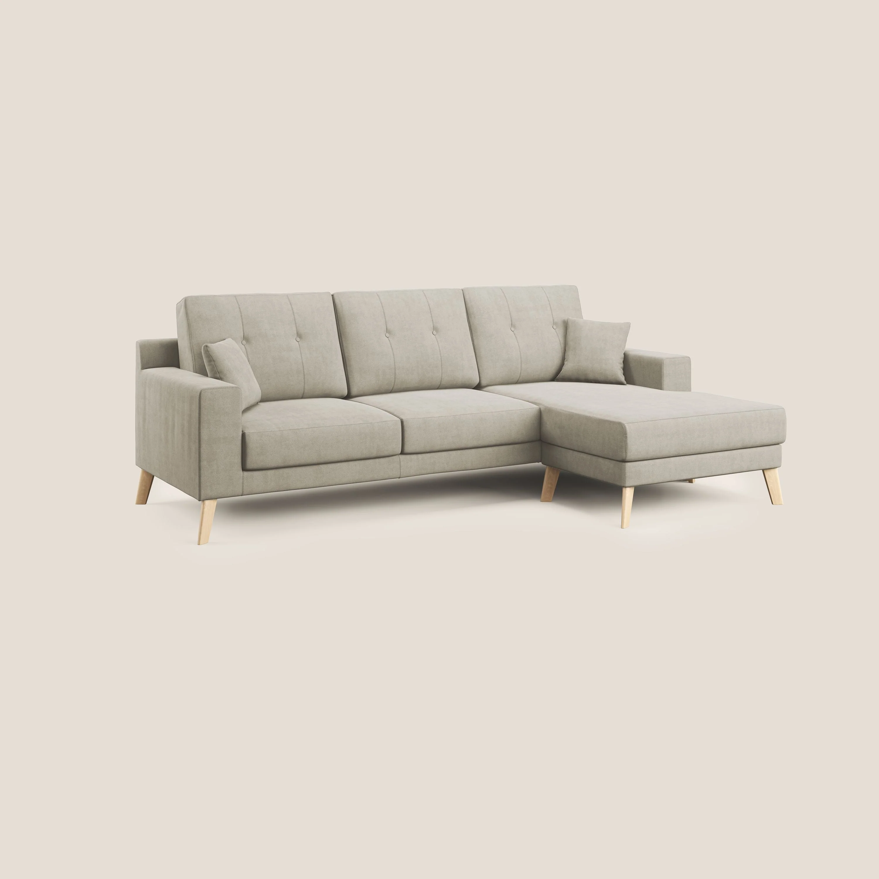 Danish canapé d'angle moderne reversible en tissu doux imperméable T02 crème - Image 2