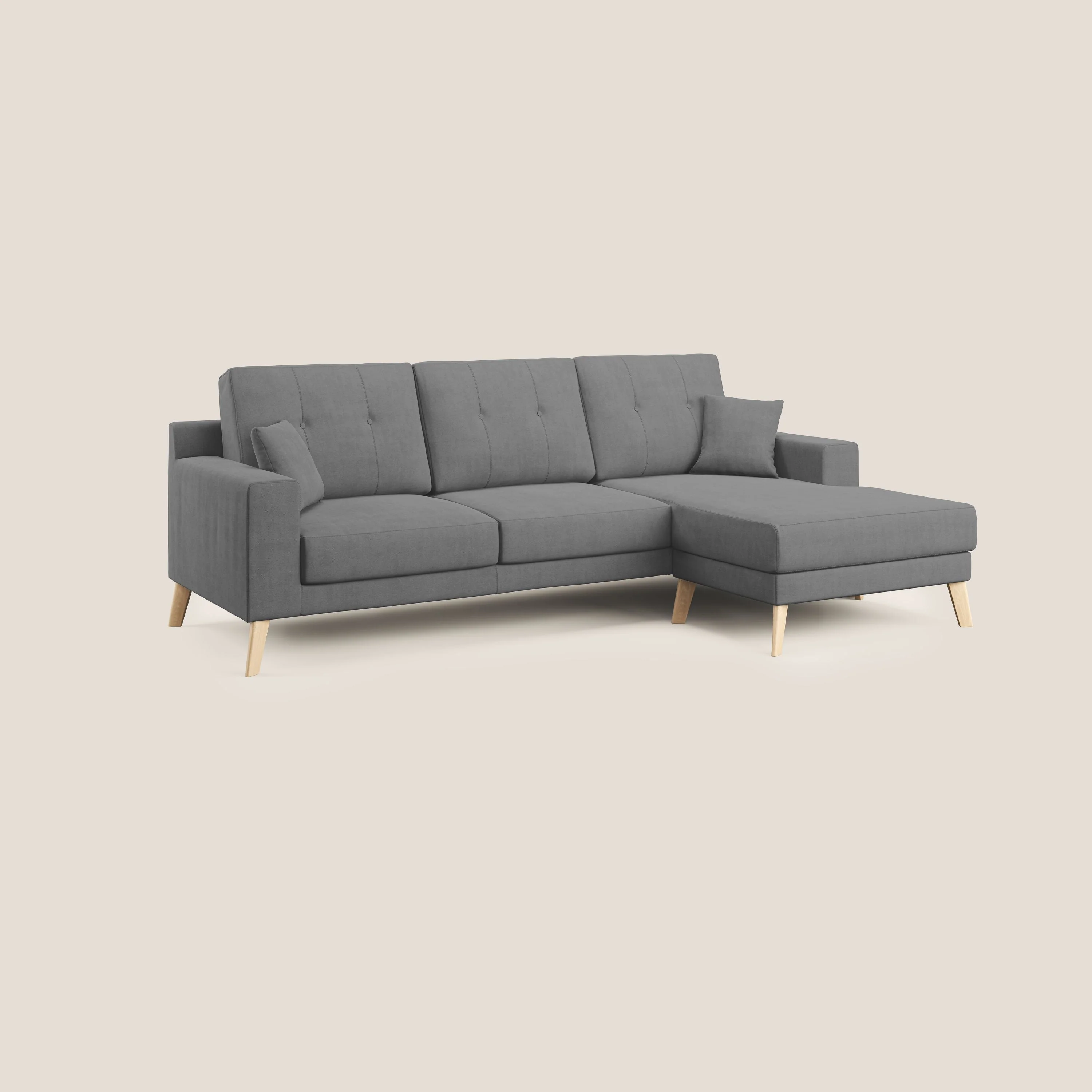 Danish canapé d'angle moderne reversible en tissu doux imperméable T02 gris - Image 2