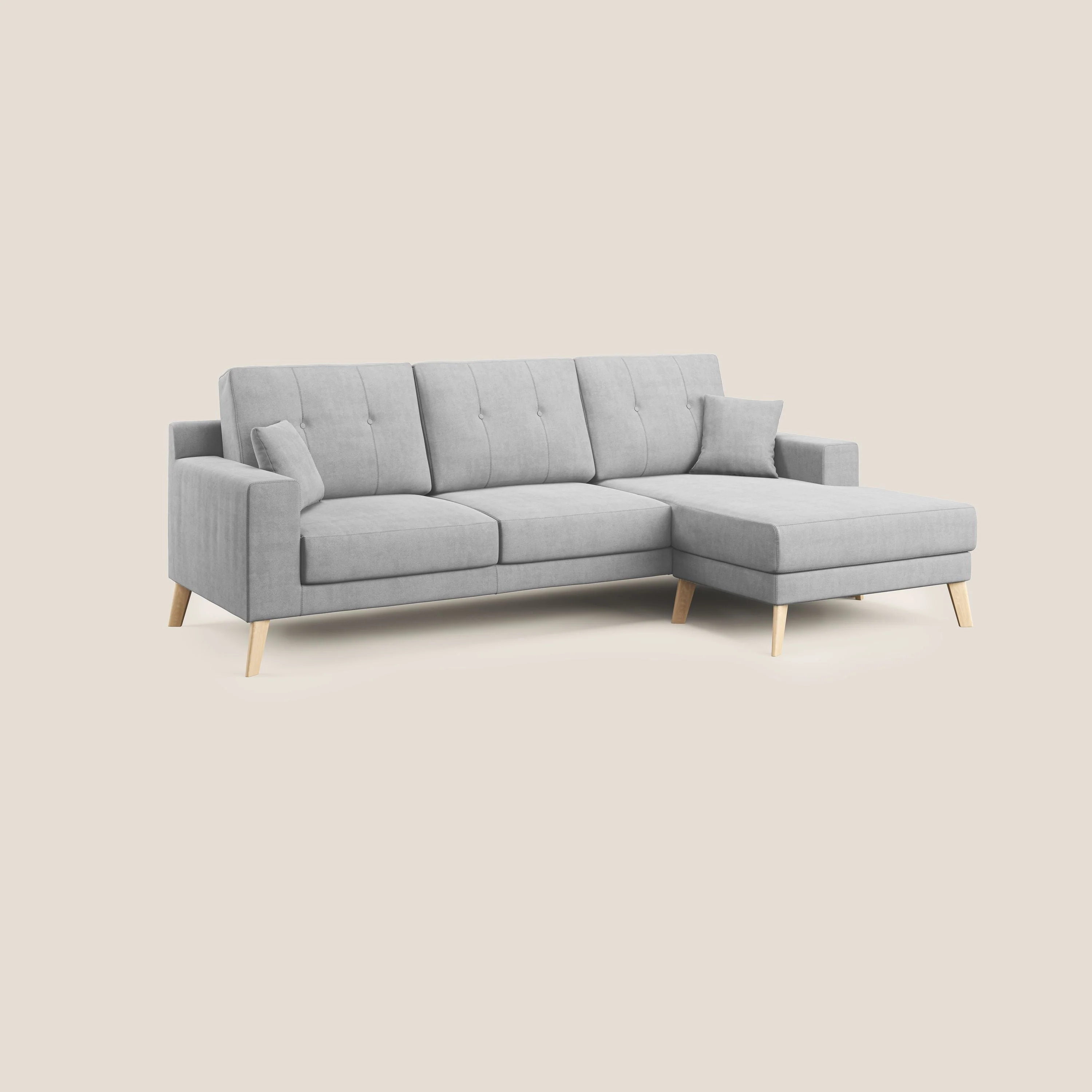 Danish canapé d'angle moderne reversible en tissu doux imperméable T02 gris clair - Image 2