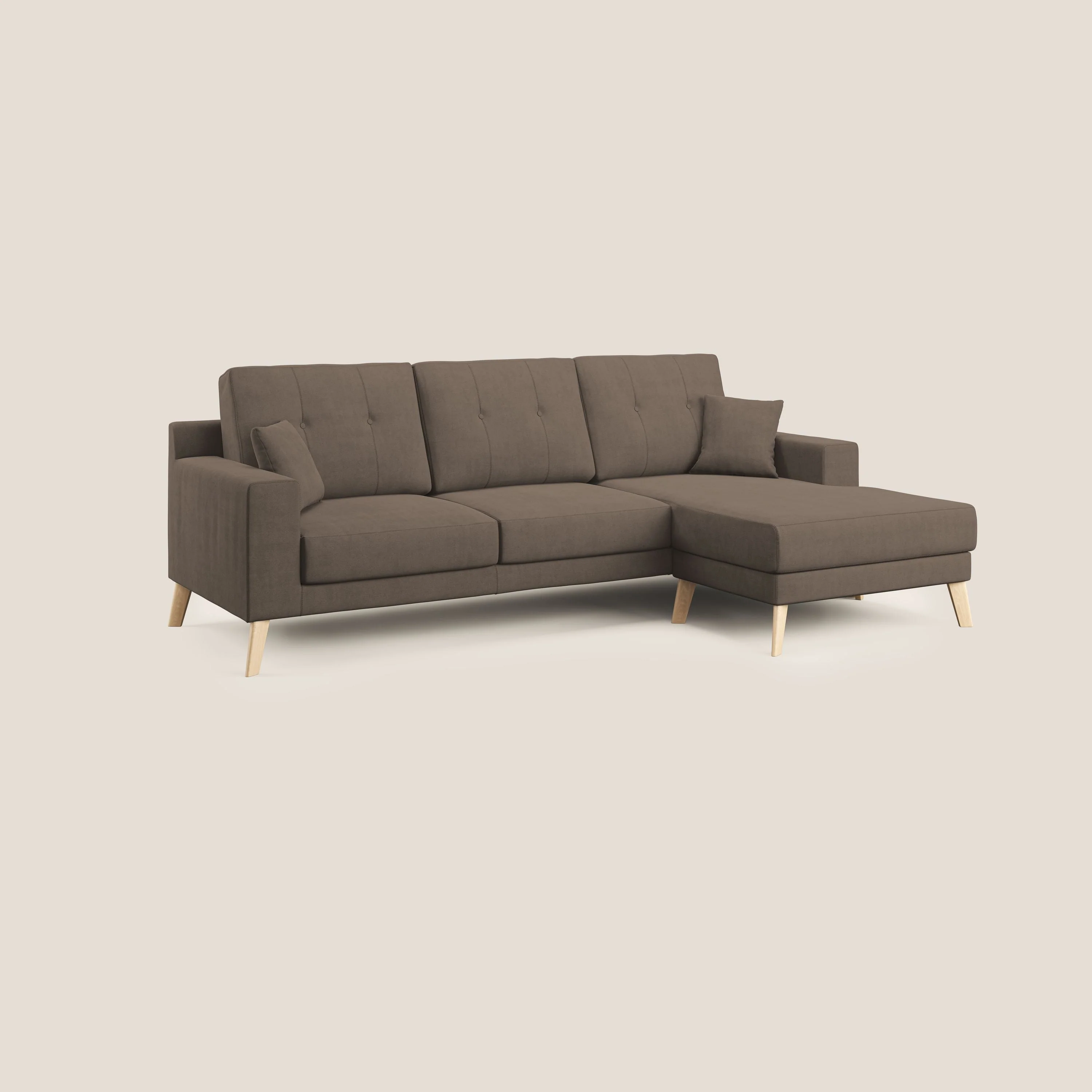 Danish canapé d'angle moderne reversible en tissu doux imperméable T02 marron - Image 2