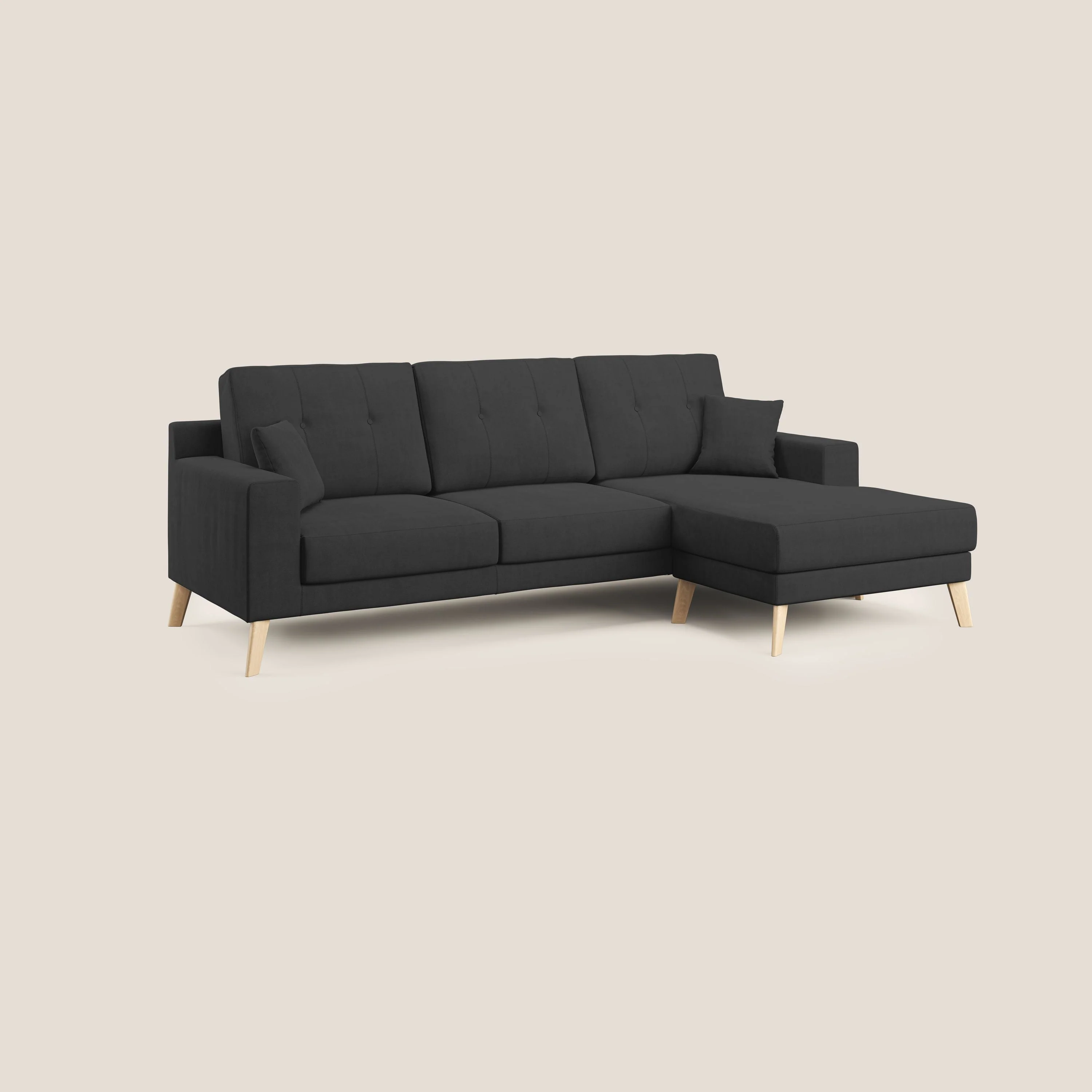 Danish canapé d'angle moderne reversible en tissu doux imperméable T02 noir - Image 2