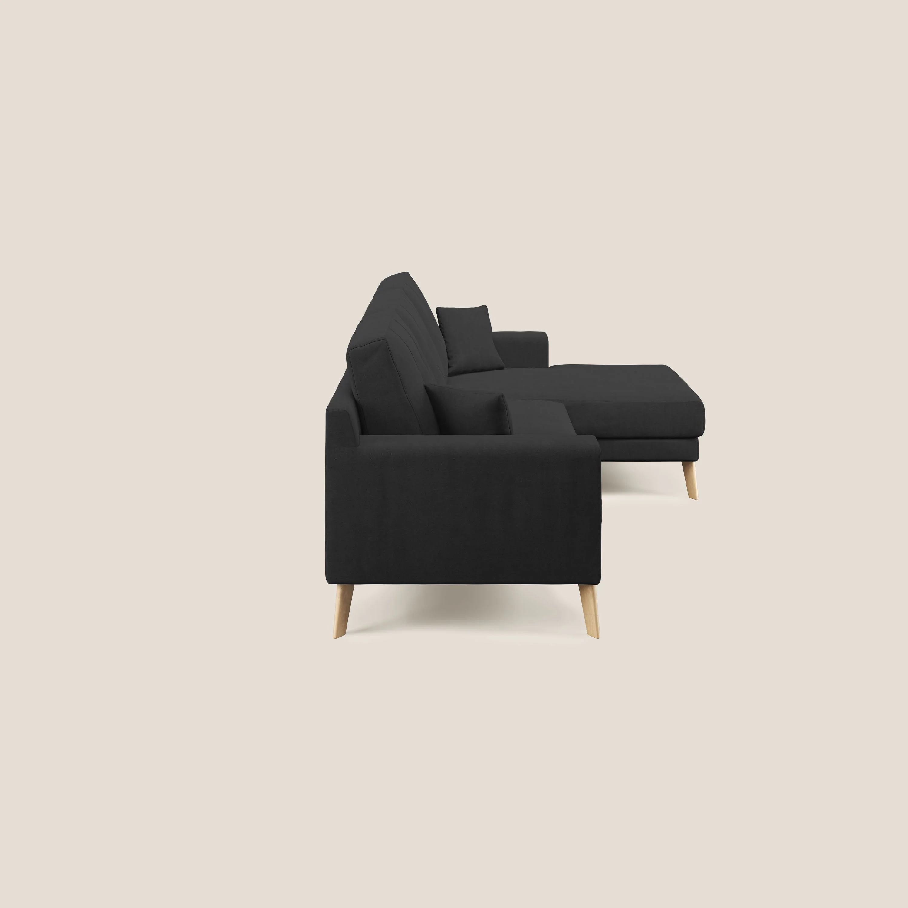 Danish canapé d'angle moderne reversible en tissu doux imperméable T02 noir - Image 3