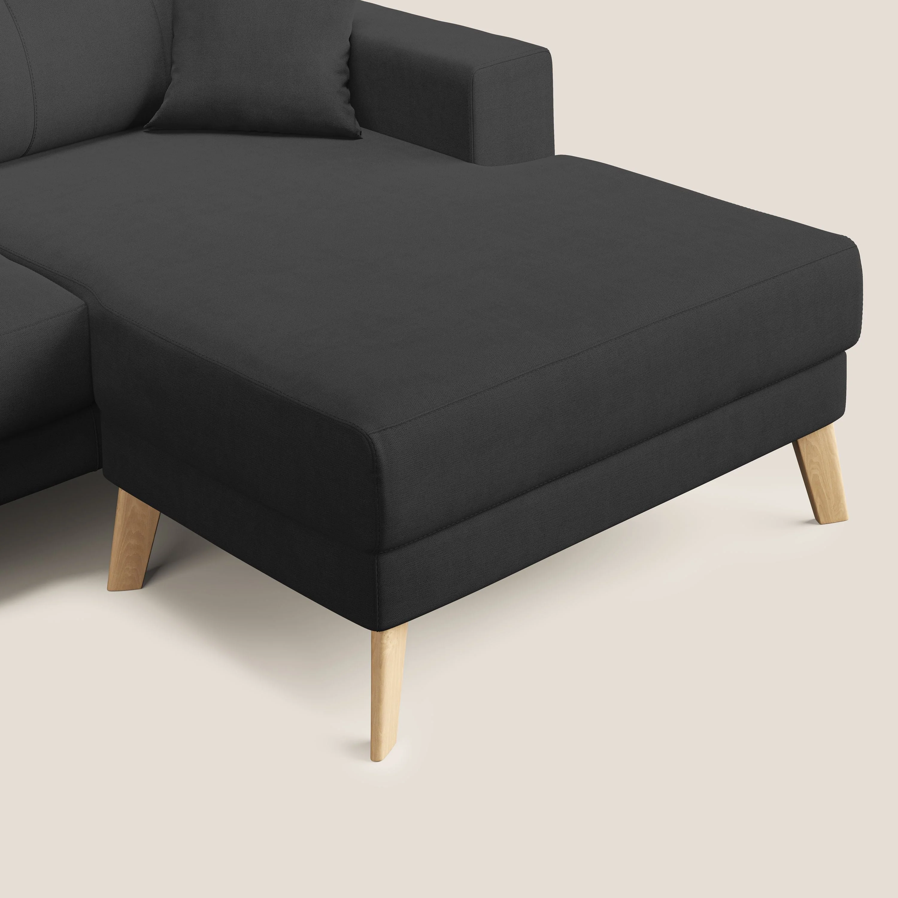 Danish canapé d'angle moderne reversible en tissu doux imperméable T02 noir - Image 7