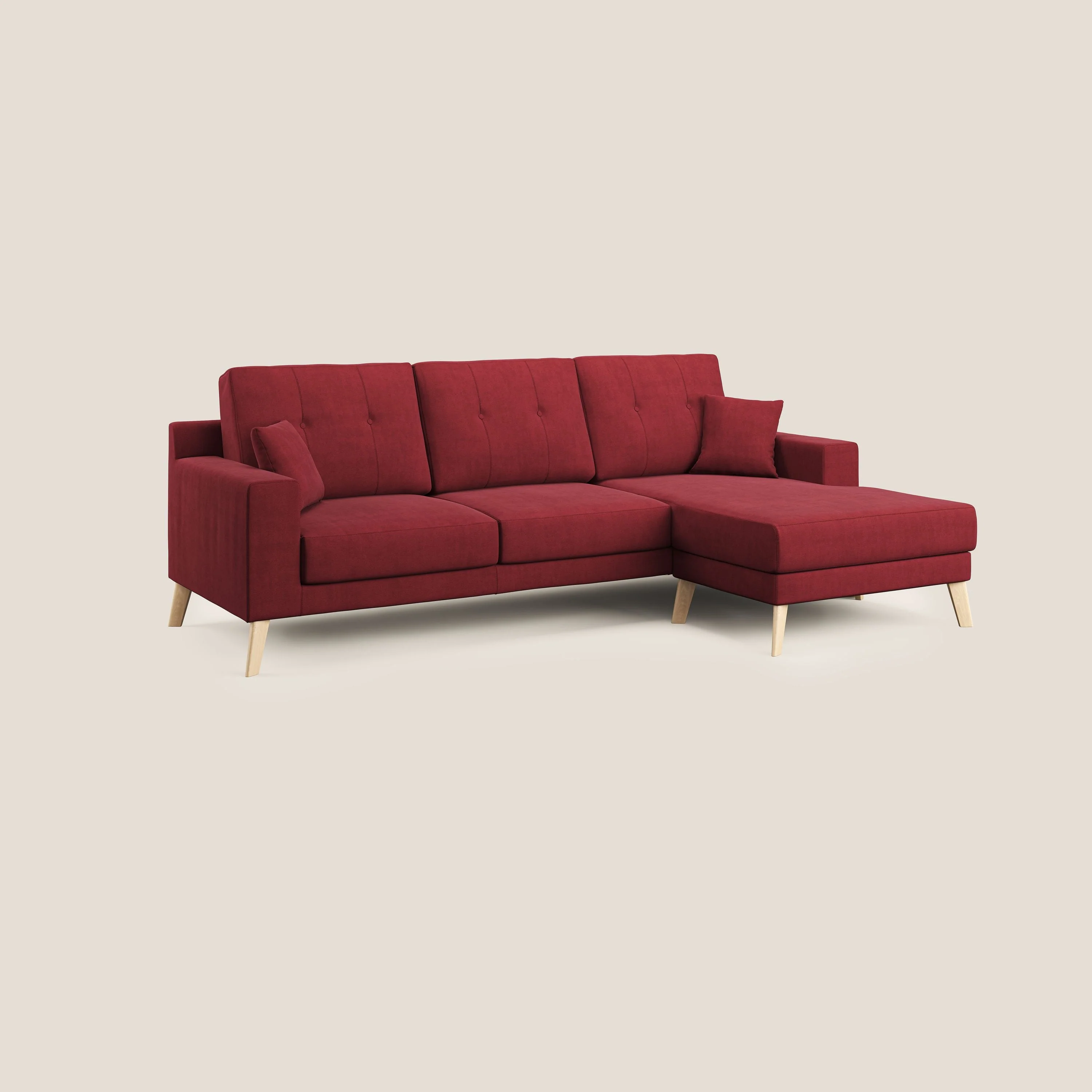 Danish canapé d'angle moderne reversible en tissu doux imperméable T02 rouge - Image 2