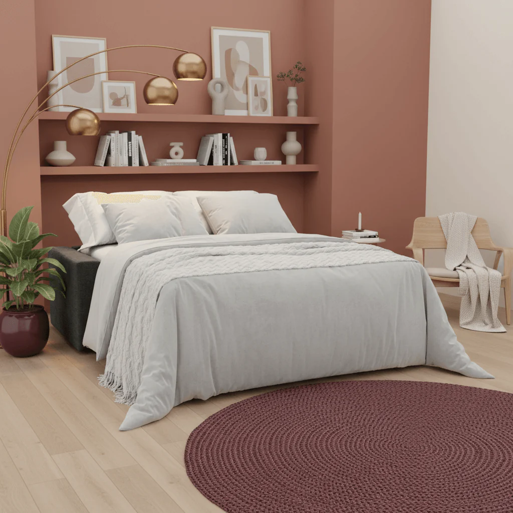 Diomede Canapé convertible en velours easy clean, déhoussable - design moderne et confort en T35 anthracite - Image 2