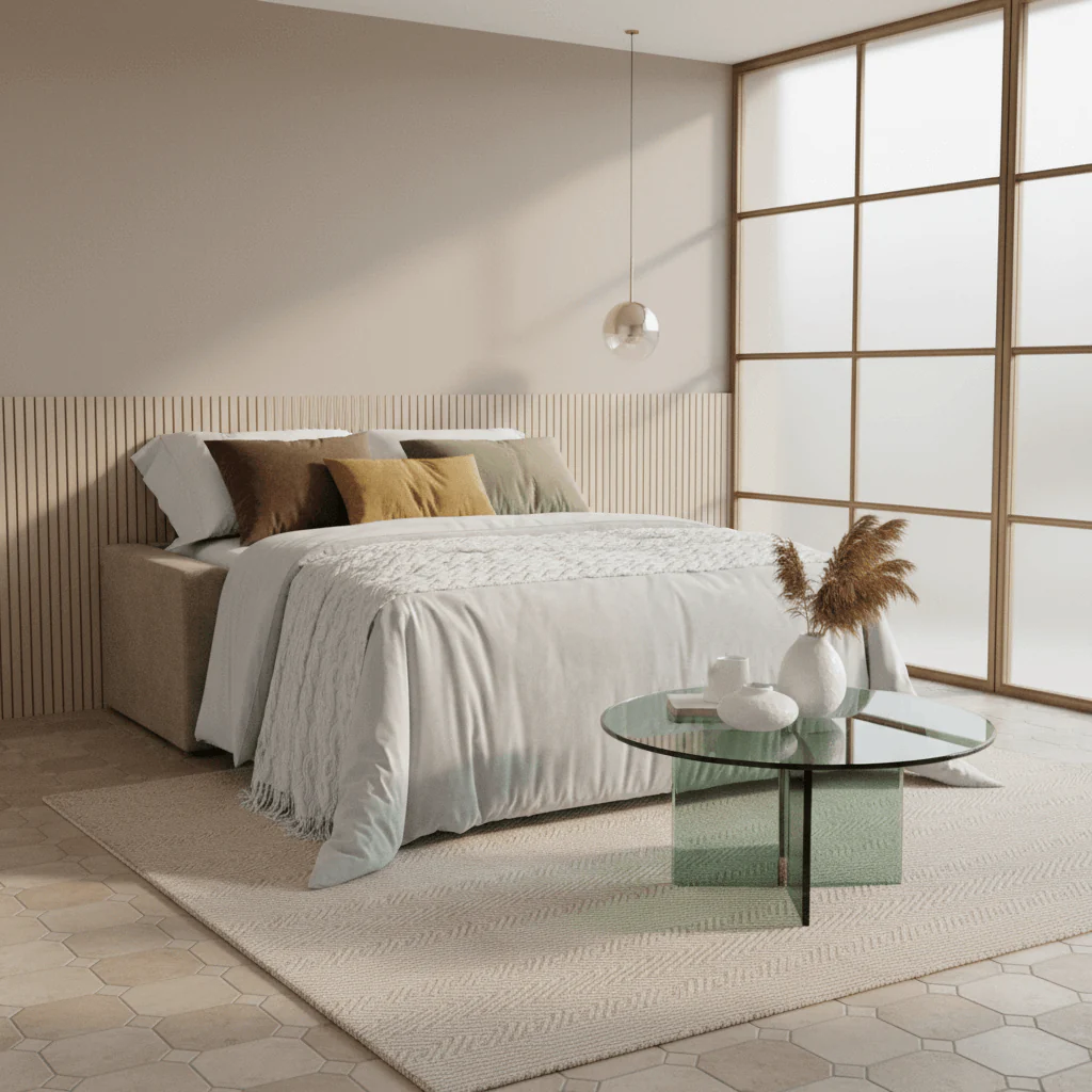 Diomede Canapé convertible en velours easy clean, déhoussable - design moderne et confort en T35 beige - Image 2