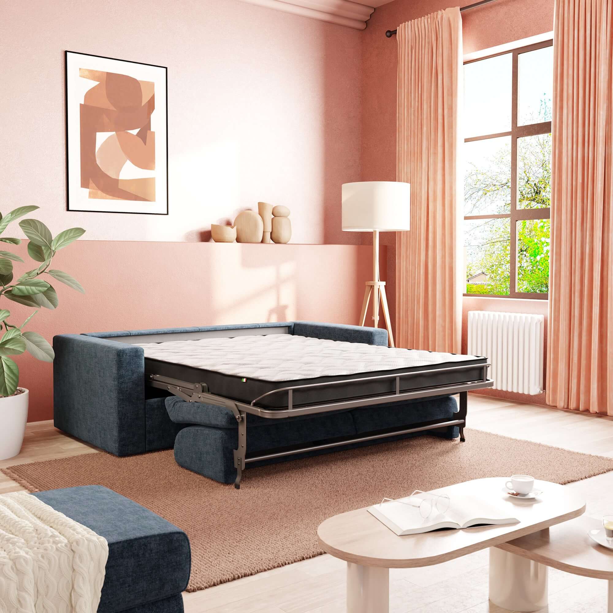 Diomede Canapé convertible en velours easy clean, déhoussable - design moderne et confort en T35 bleu - Image 10