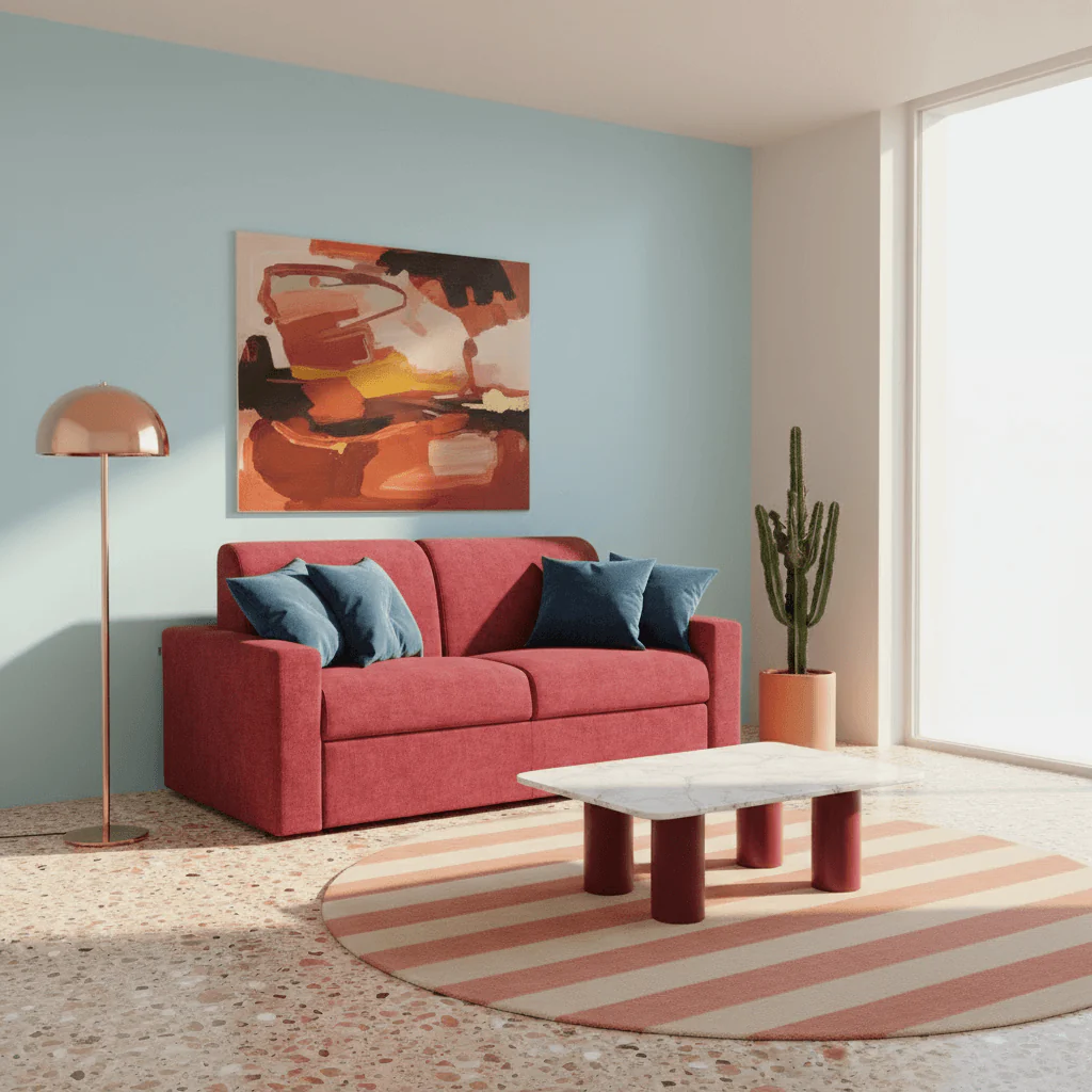 Diomede Canapé convertible en velours easy clean, déhoussable - design moderne et confort en T35 rouge - Image 5