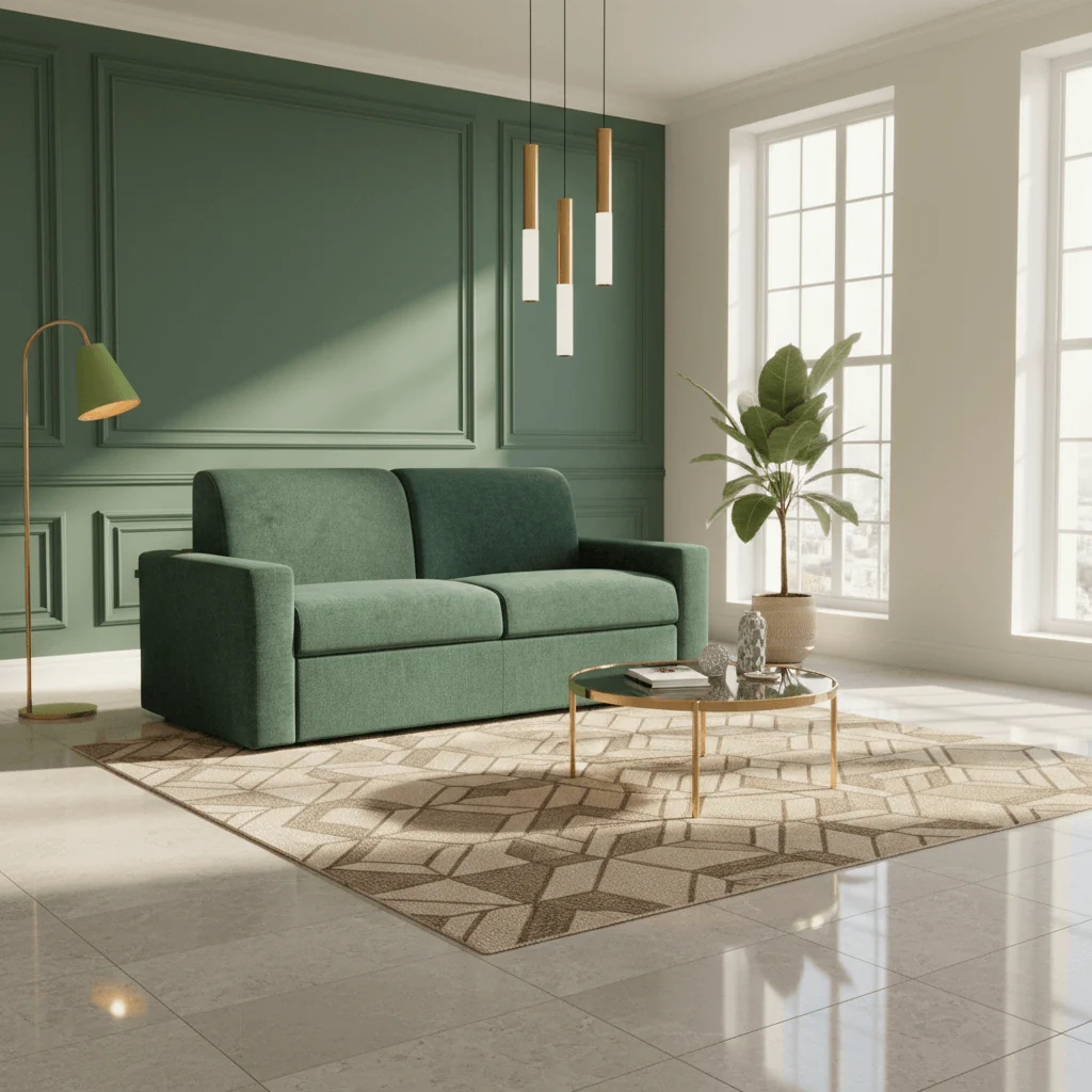 Diomede Canapé convertible en velours easy clean, déhoussable - design moderne et confort en T35 vert - Image 5