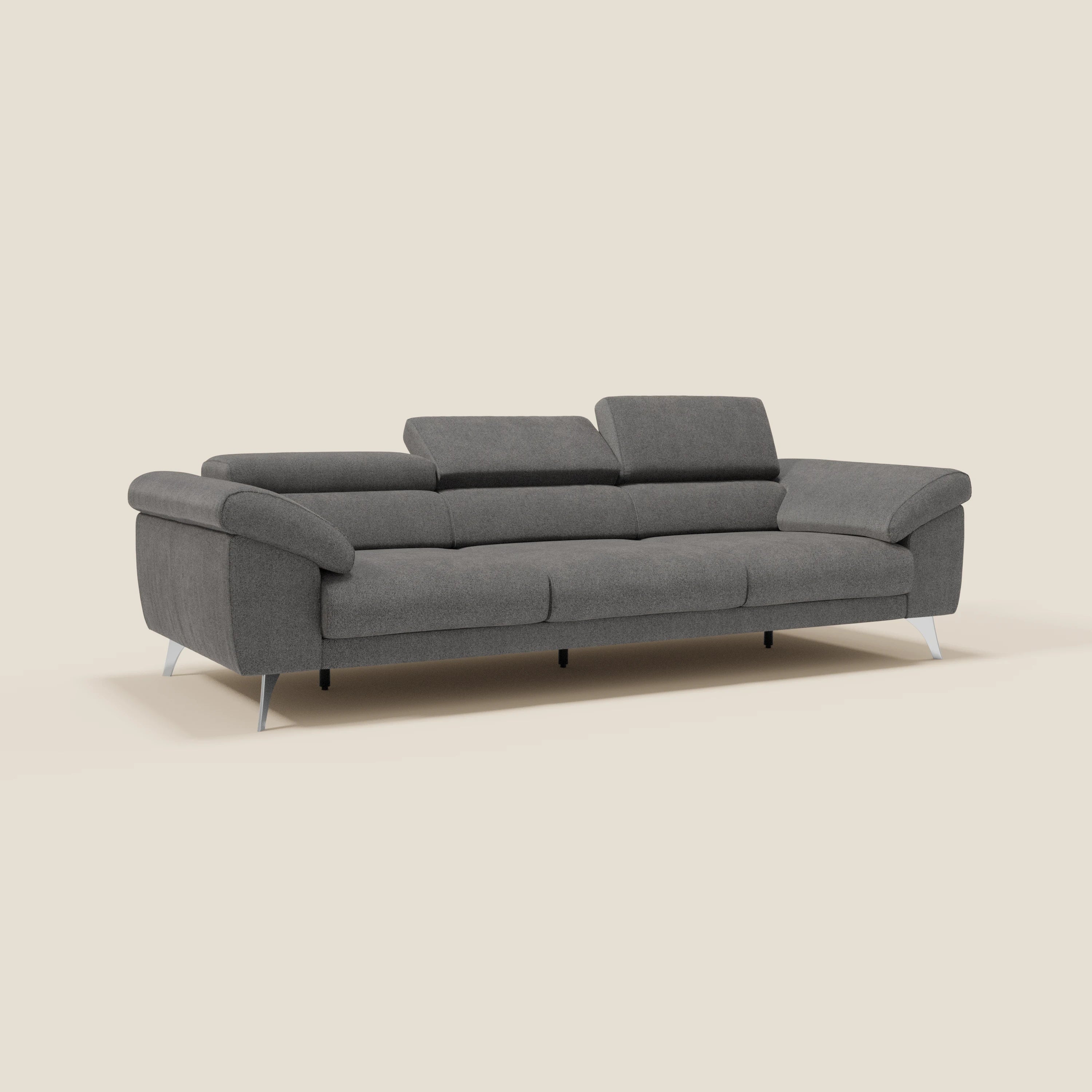 Donatello Canapé avec 3 assises extensibles accoudoirs avec coffre et têtières inclinables en tissu détachable T23 anthracite - Image 3
