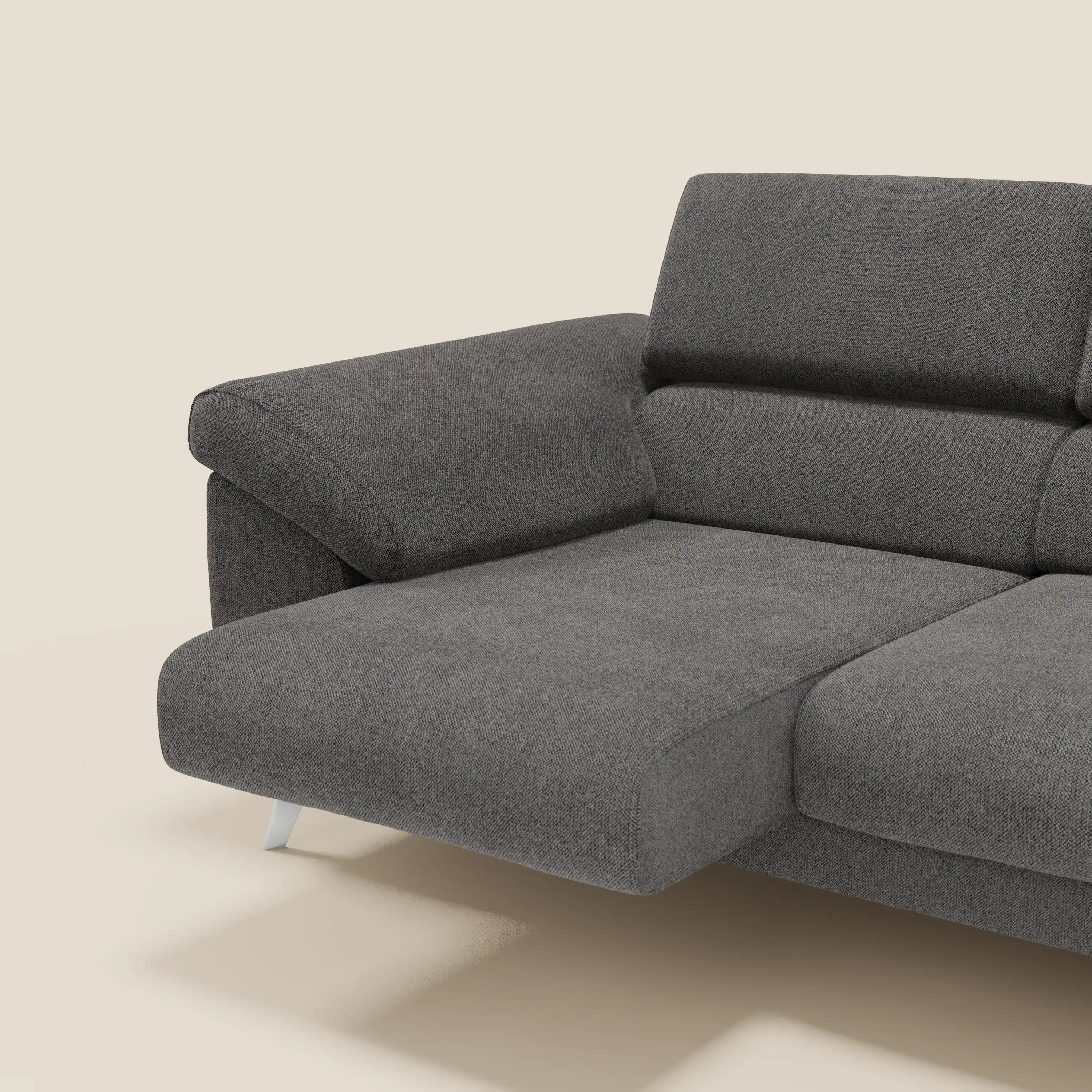 Donatello Canapé avec 3 assises extensibles accoudoirs avec coffre et têtières inclinables en tissu détachable T23 anthracite - Image 4